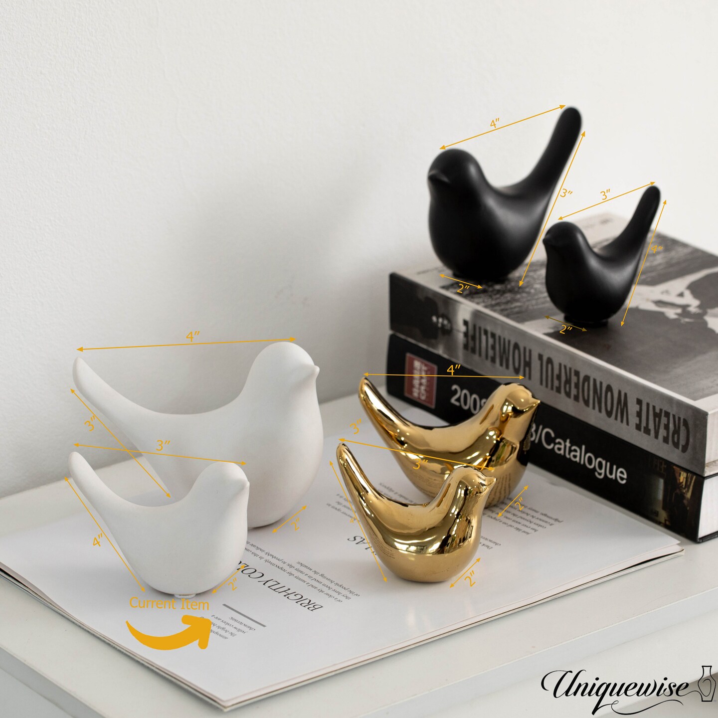 Uniquewise White Ceramic Bird Statue