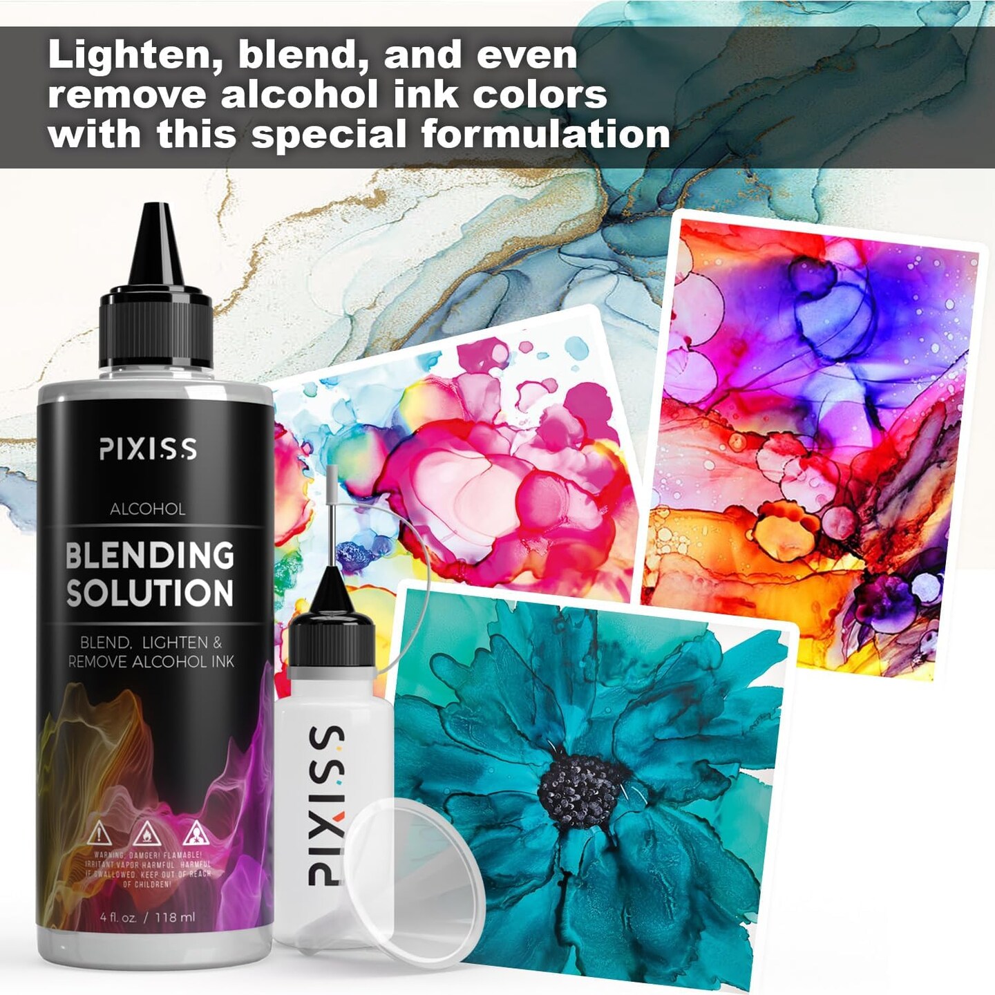 Alcohol Ink Blending Solution - Ranger Blending Solution Tim Holtz 2-Ounce, Alcohol Ink Supplies 6 Pixiss Blending Brush Pens