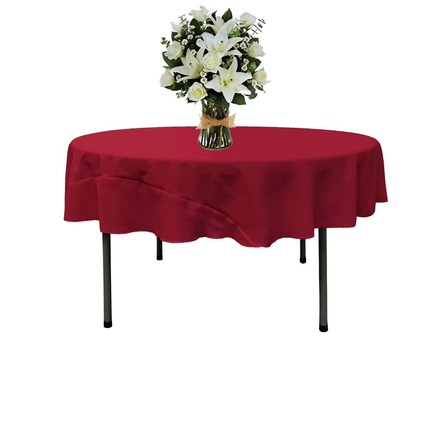 72-Inch Round Tablecloth 100% Polyester Poplin Wrinkle Resistant Durable Cover