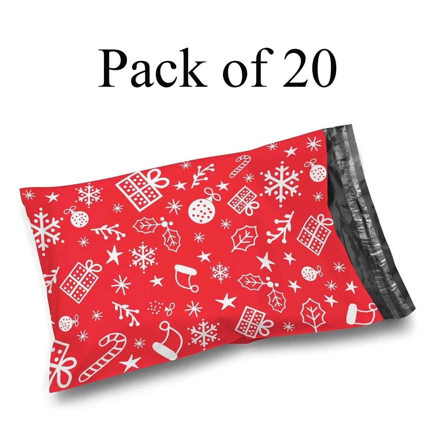 Christmas Snowflake Red Poly Mailer Envelopes 10x13