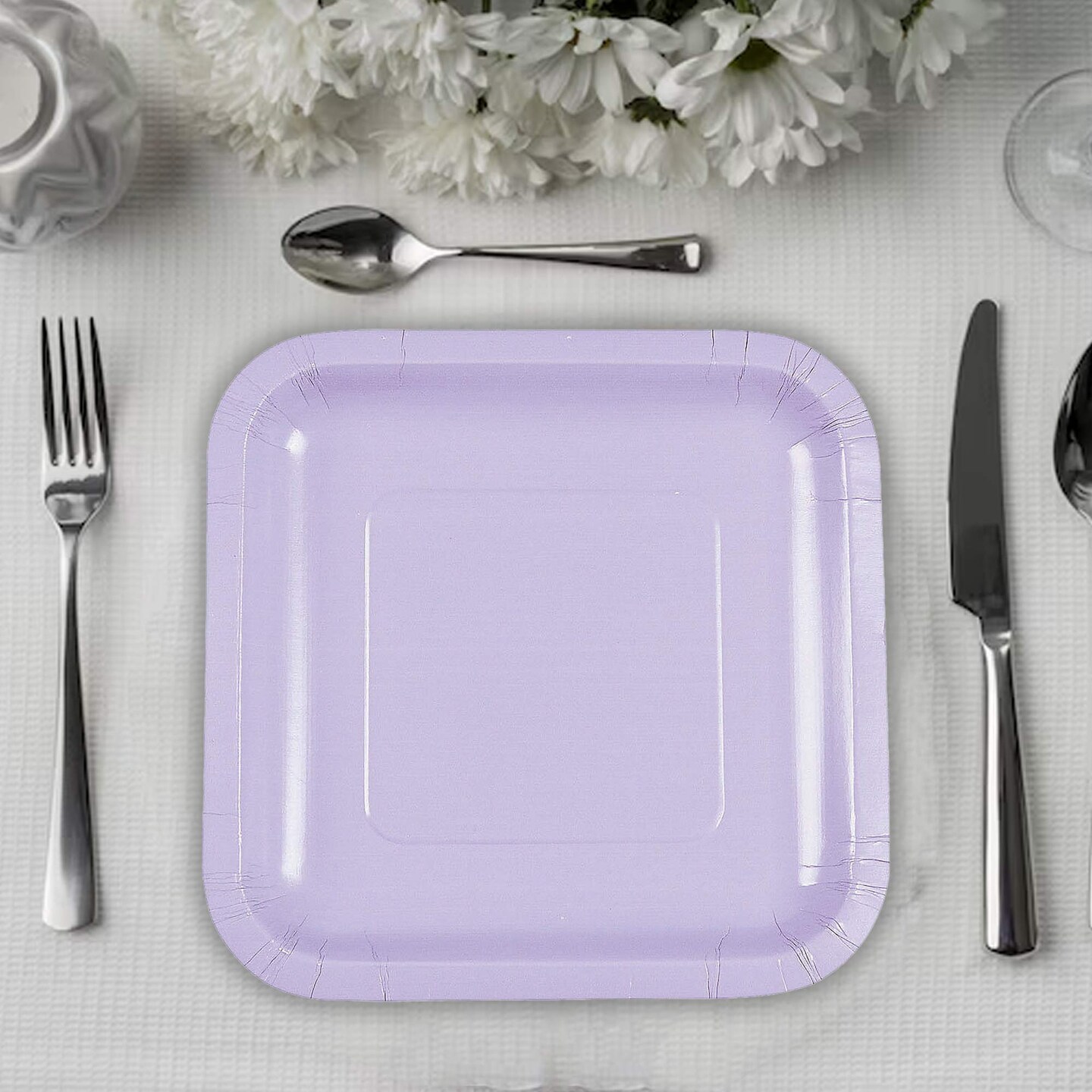 24 Count Lavender Square Paper Dessert Plates Pastel Disposable Plates for Special Events 7"