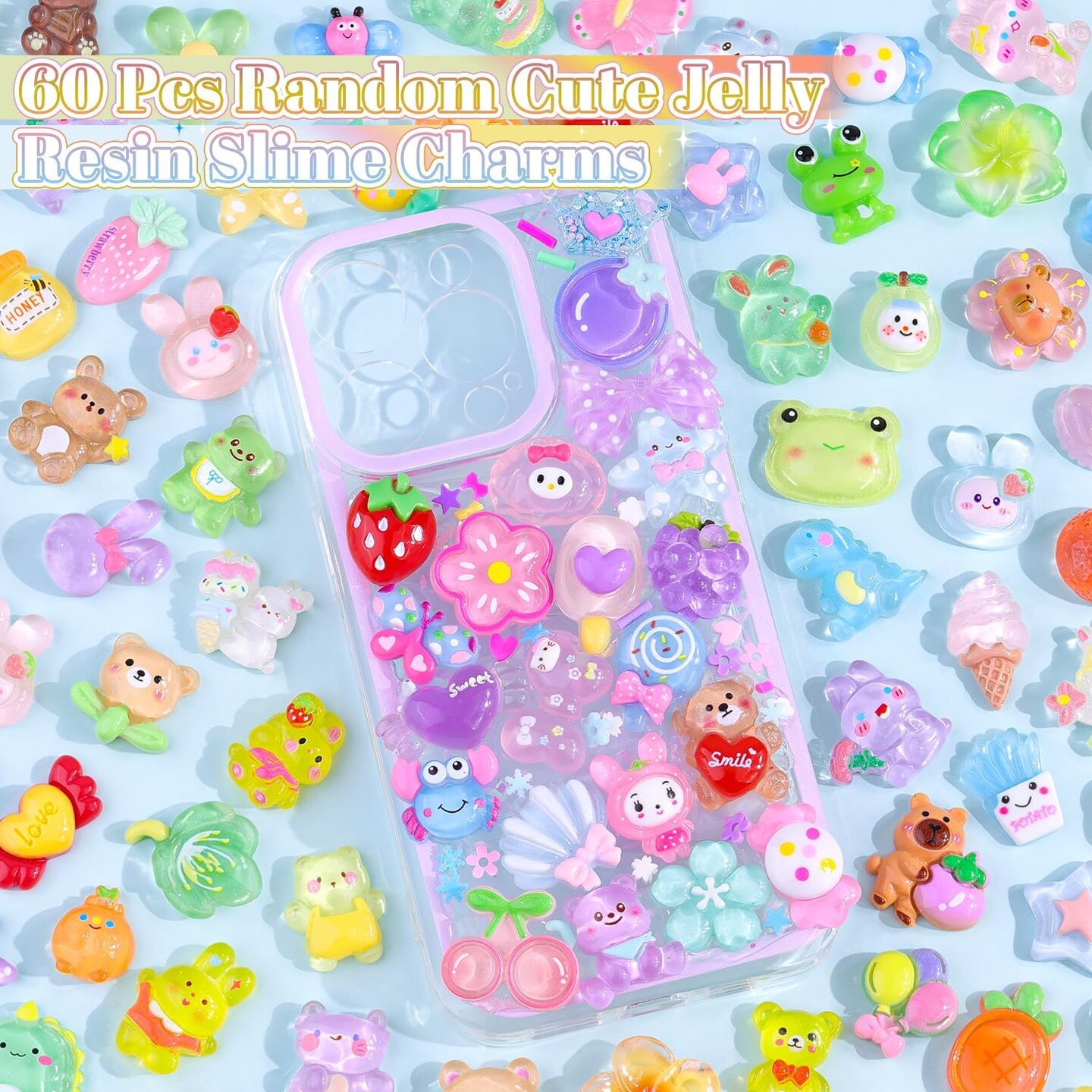 60Pcs Mixed Colors Slime Charms Assorted