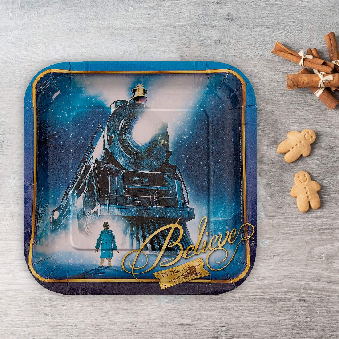 8 Ct Polar Express Paper Plates Holiday Christmas Party Supplies Square Paper Plates 9"