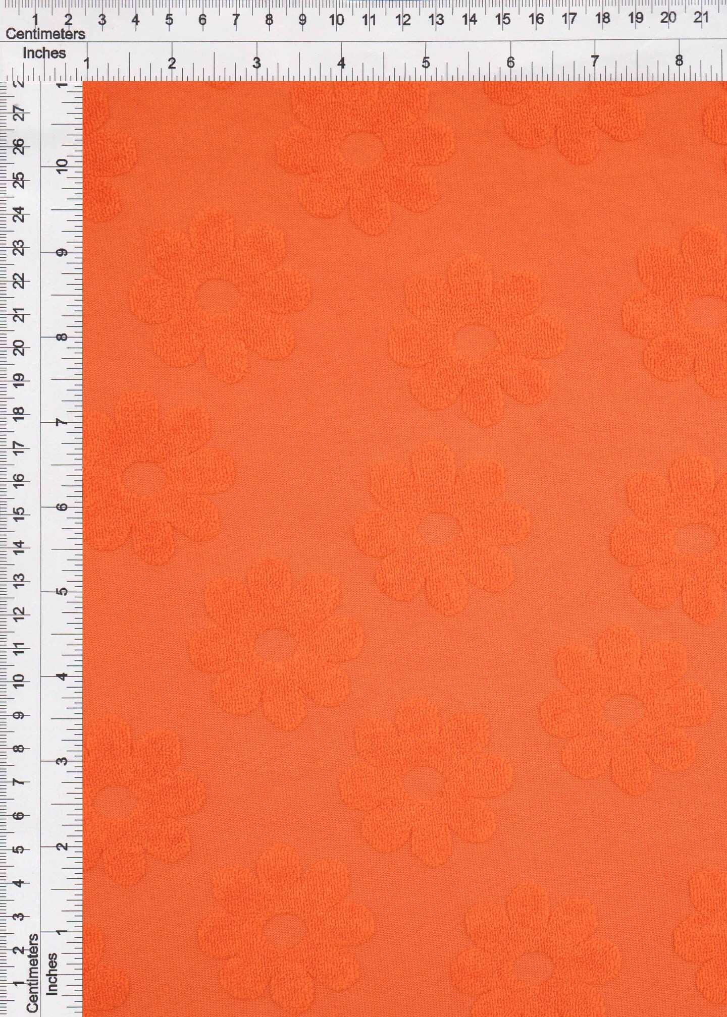 1 Yard Daisy Floral Towel Jacquard Knit Fabric 250 GSM, 58/60″ Wide Polyester Spandex Blend