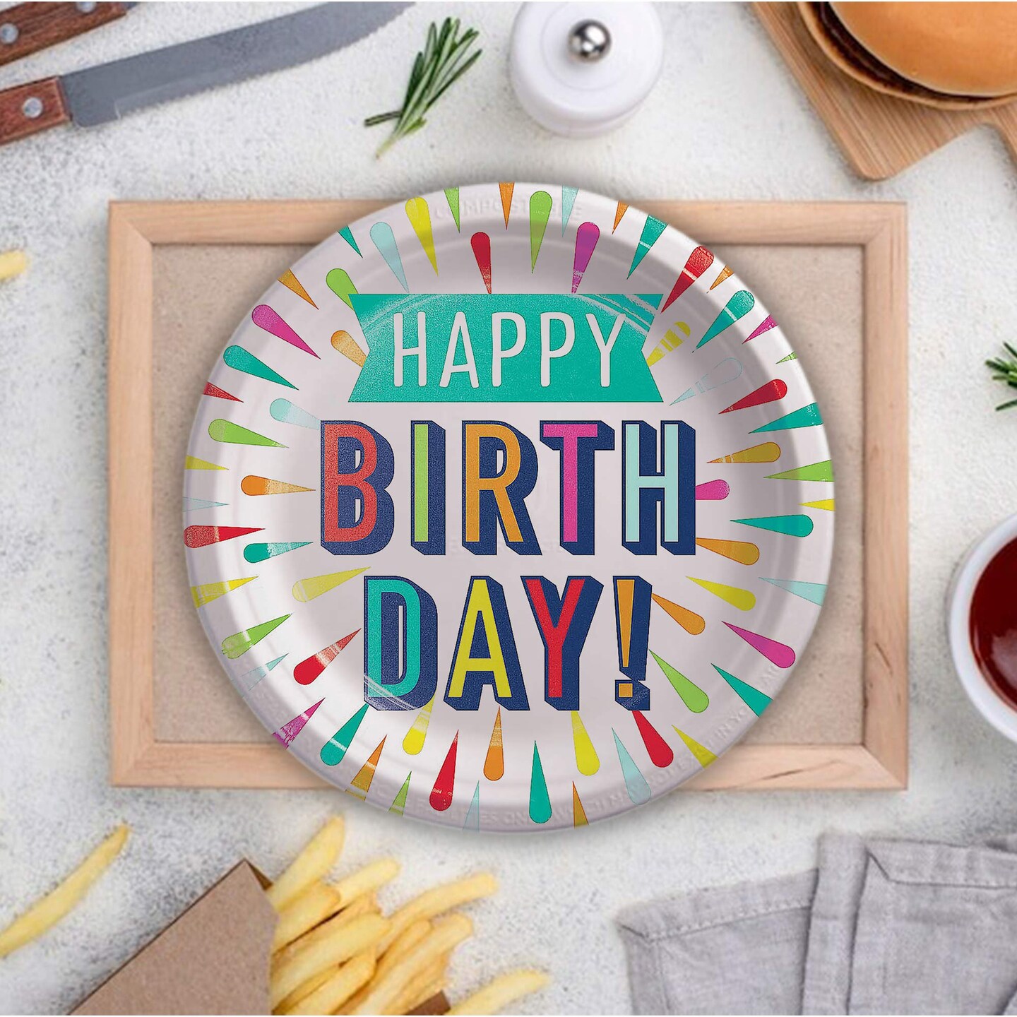 8 Count Happy Birthday Paper Plates Colorful Party Dinnerware Supplies Celebration Theme 9"