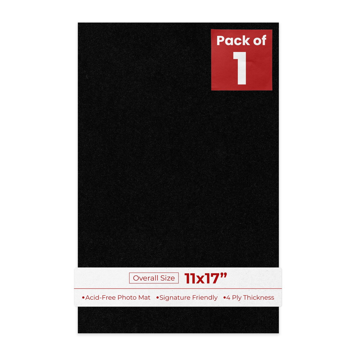 Black with Black Core 11x17 Uncut Mat Board - Blank Sheets, No Opening