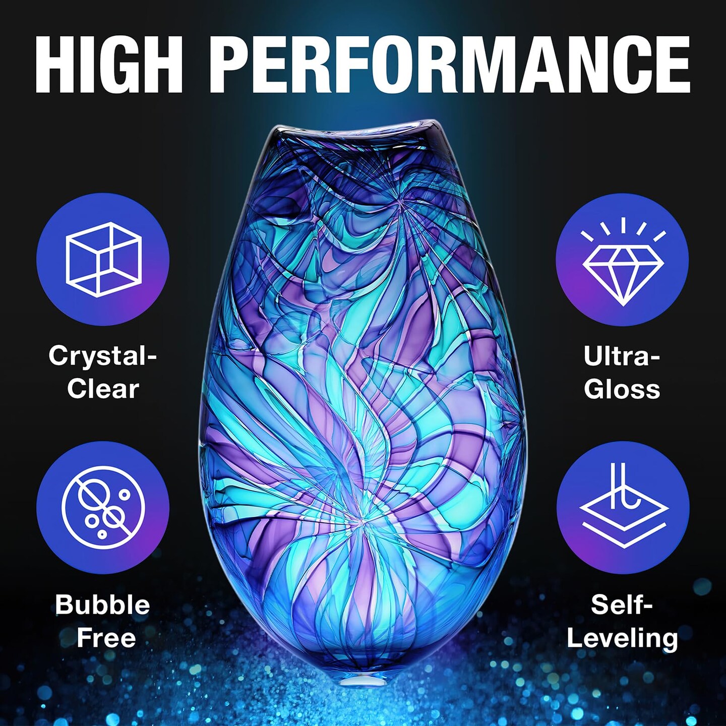 Epoxy Resin - Crystal Clear, Self-Leveling, Bubbles Free, UV Resistant, Resin Kit for DIY Art, Jewelry, Table, Countertop, 1:1 Mix (64 Oz)