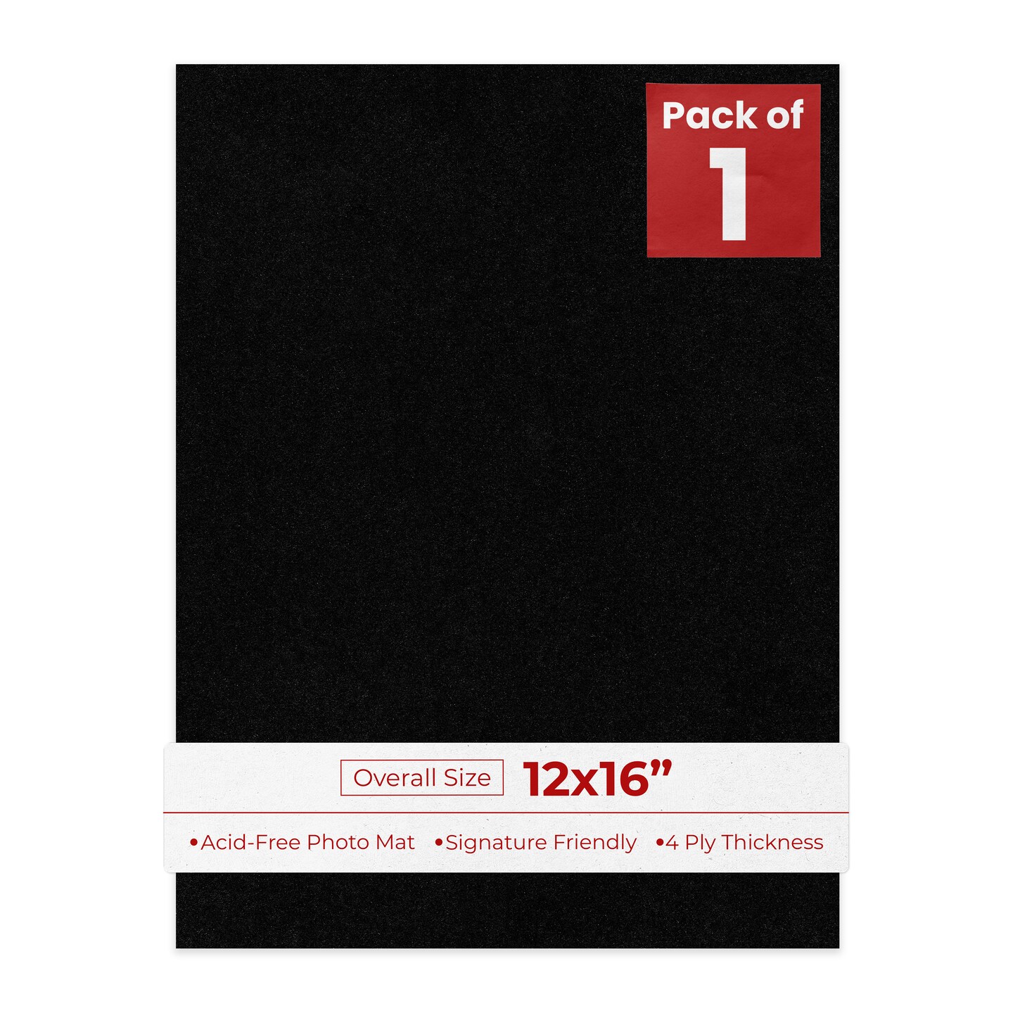 Black with Black Core 12x16 Uncut Mat Board - Blank Sheets, No Opening