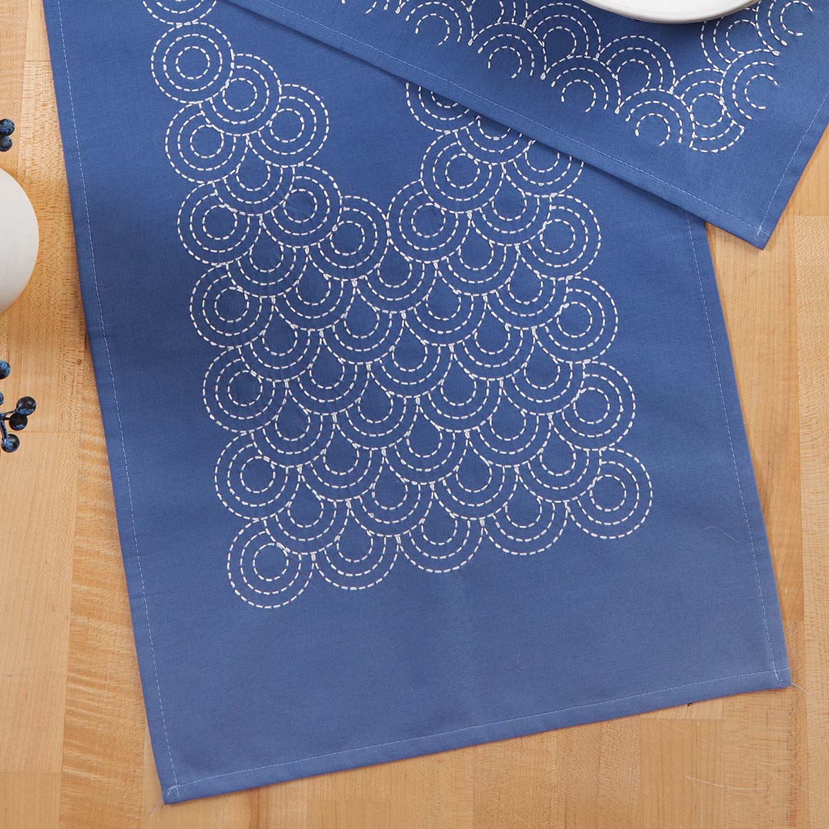 Herrschners Sashiko Circles Table Runner Stamped Embroidery Kit