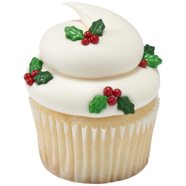 Holly Berries &#x26; Leaves Mix Sugar Candy Decorations