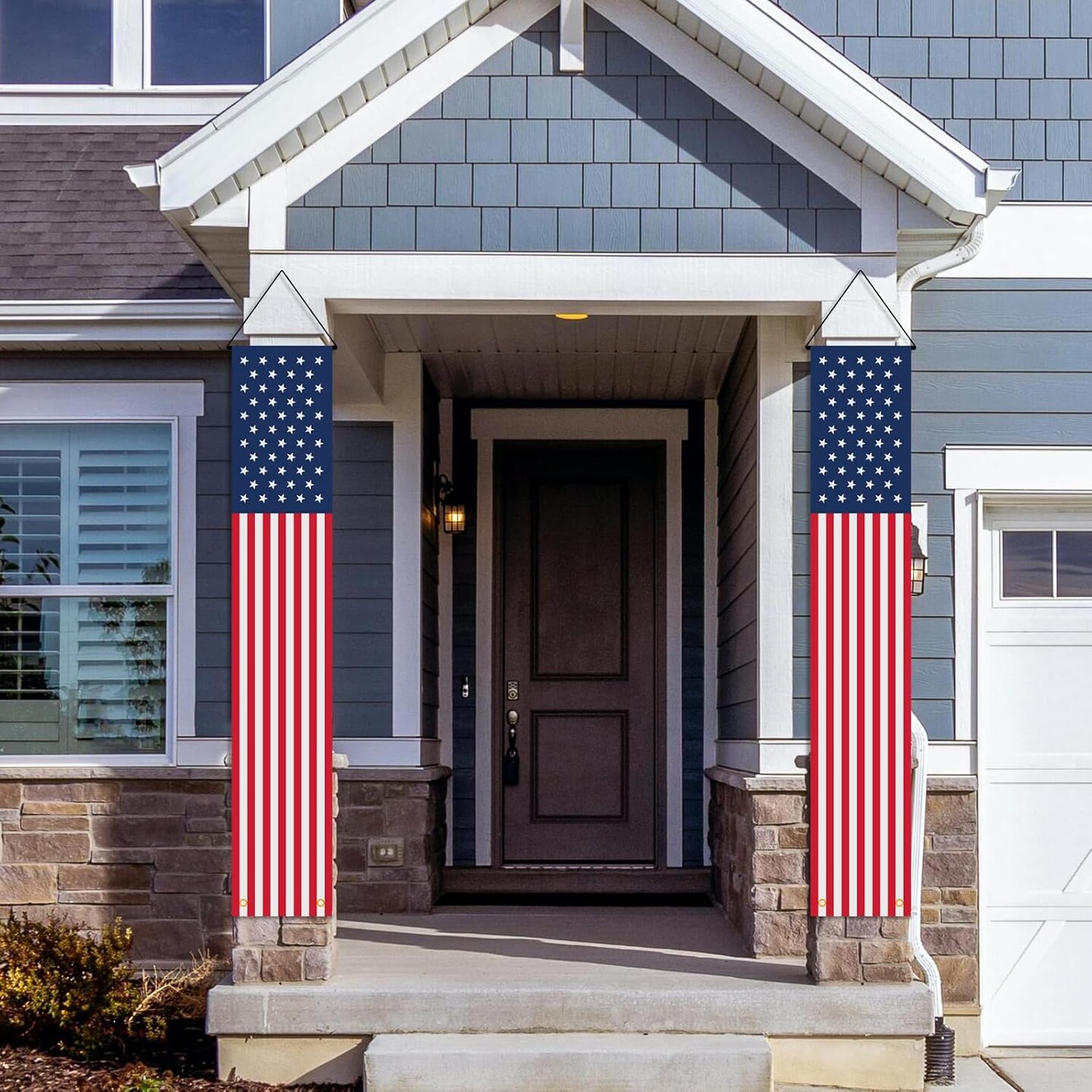 4th of July Decorations Hanging American Flag Banners, Stars and Stripes Porch Sign, Fourth of July USA Patriotic Red White and Blue Decor for Memorial Day Veterans