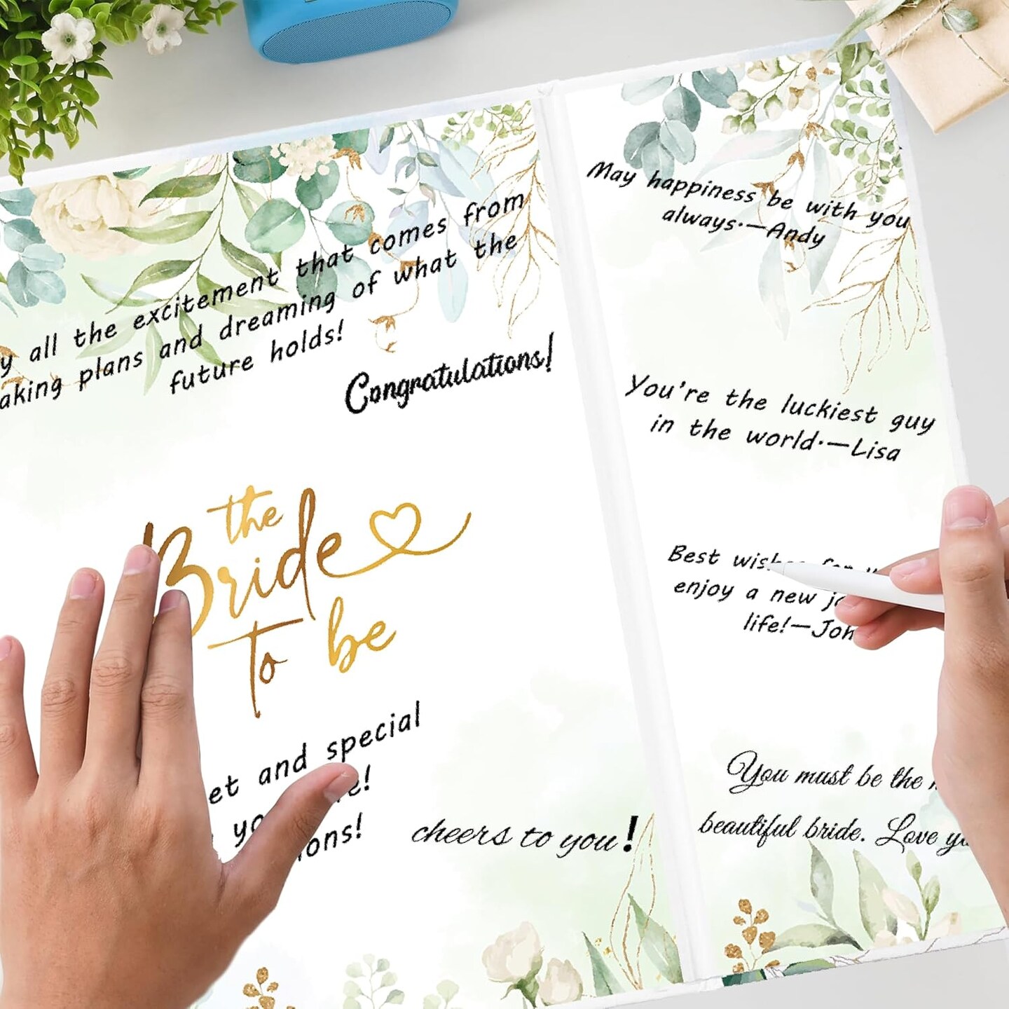 Bridal Shower Decorations, Rose Gold Bride to Be Alternative Signature Guest Book for Women Bride to Be Gifts Signing Card Board Party Supplies for Wedding Bachelorette Hen Party