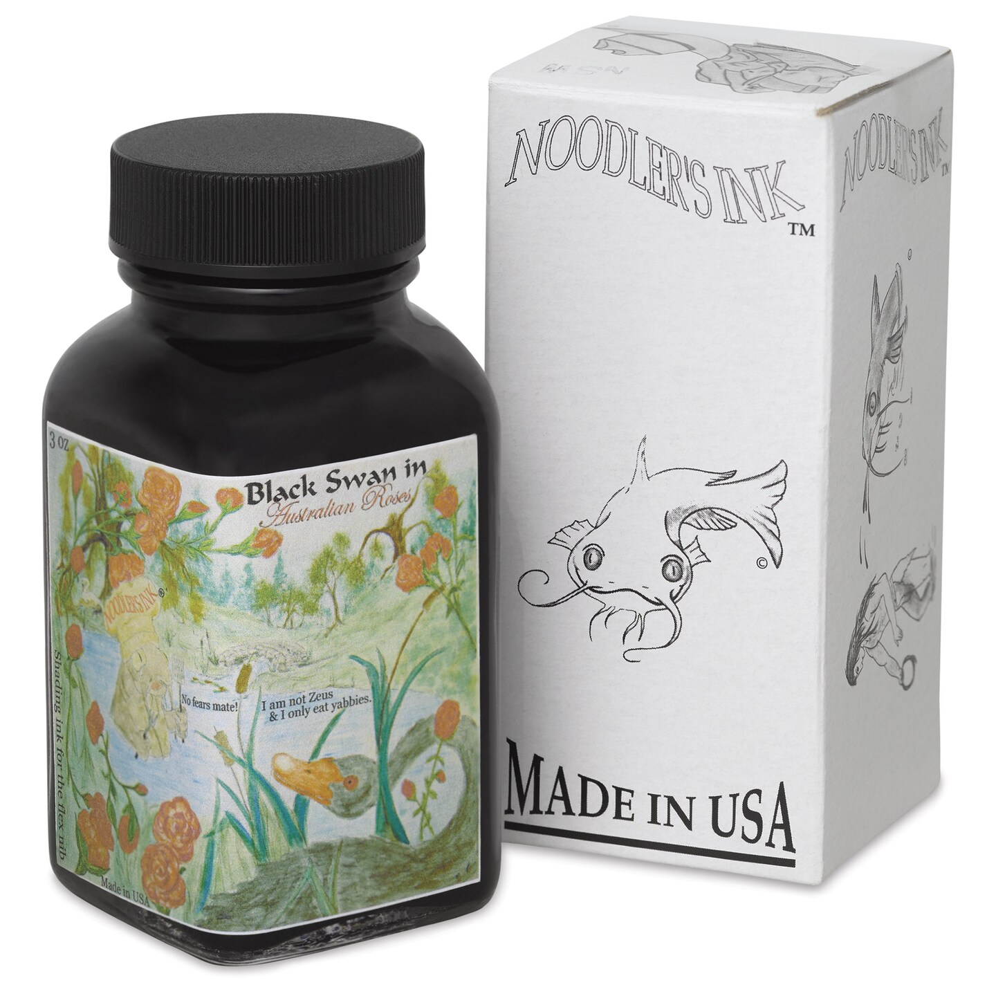 Noodler's Ink Fountain Pen Ink - Black Swan in Australian Roses, 3 oz ...