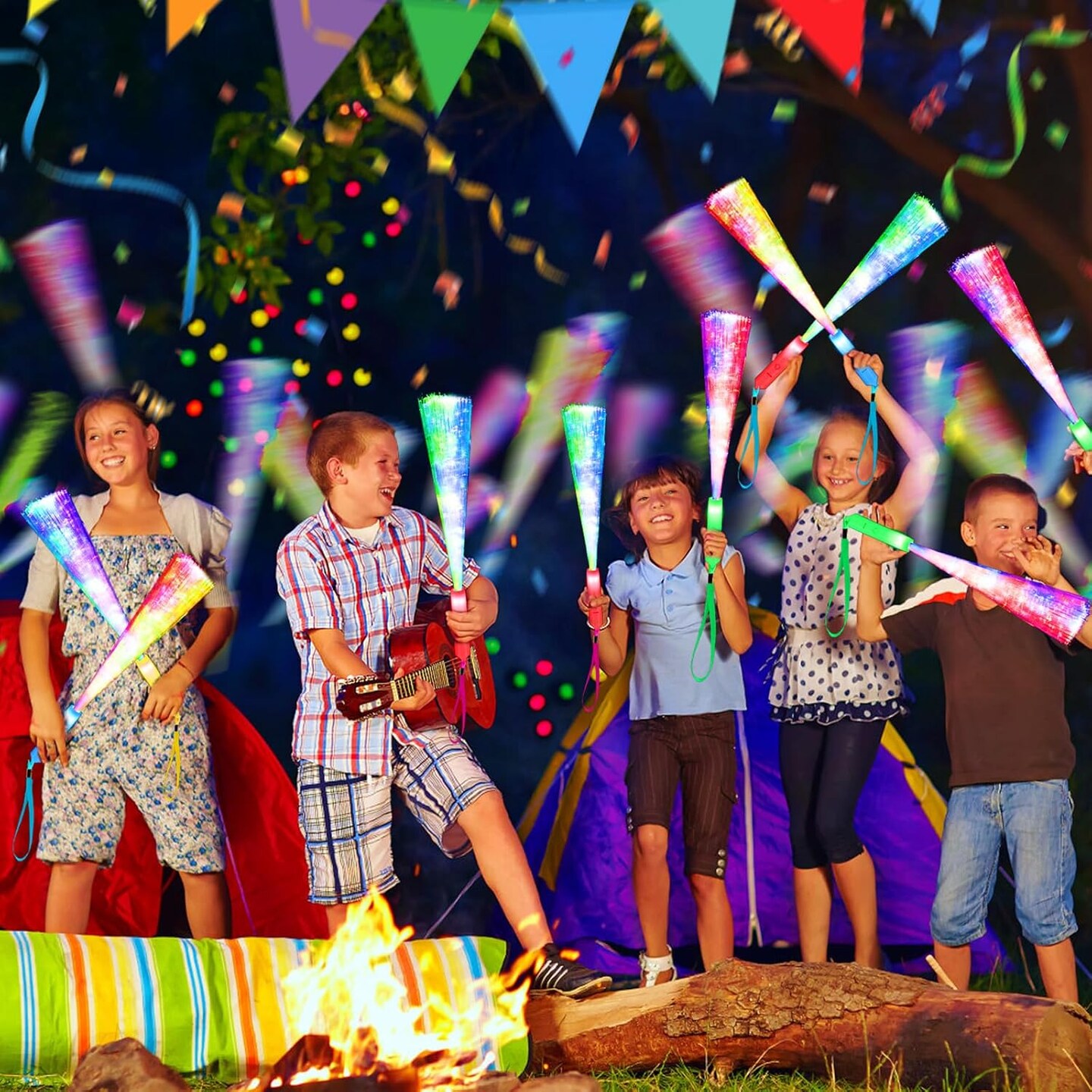 120PCS Glow Fiber Optic Sticks, LED Light Wands, Glow in The Dark Party Supplies, Fiber Optic Wands for Weddings, Birthdays&#x26;Events,Flashing LED Party Favors,Colorful Light Sticks for Kids&#x26;Adults