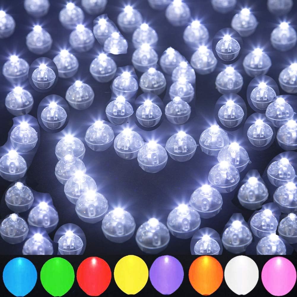 100pcs LED Balloon Light Mini Round Balls Lights, Waterproof Tiny Led Lights for Paper Lantern Easter Eggs Birthday Party Wedding Halloween Christmas Decoration