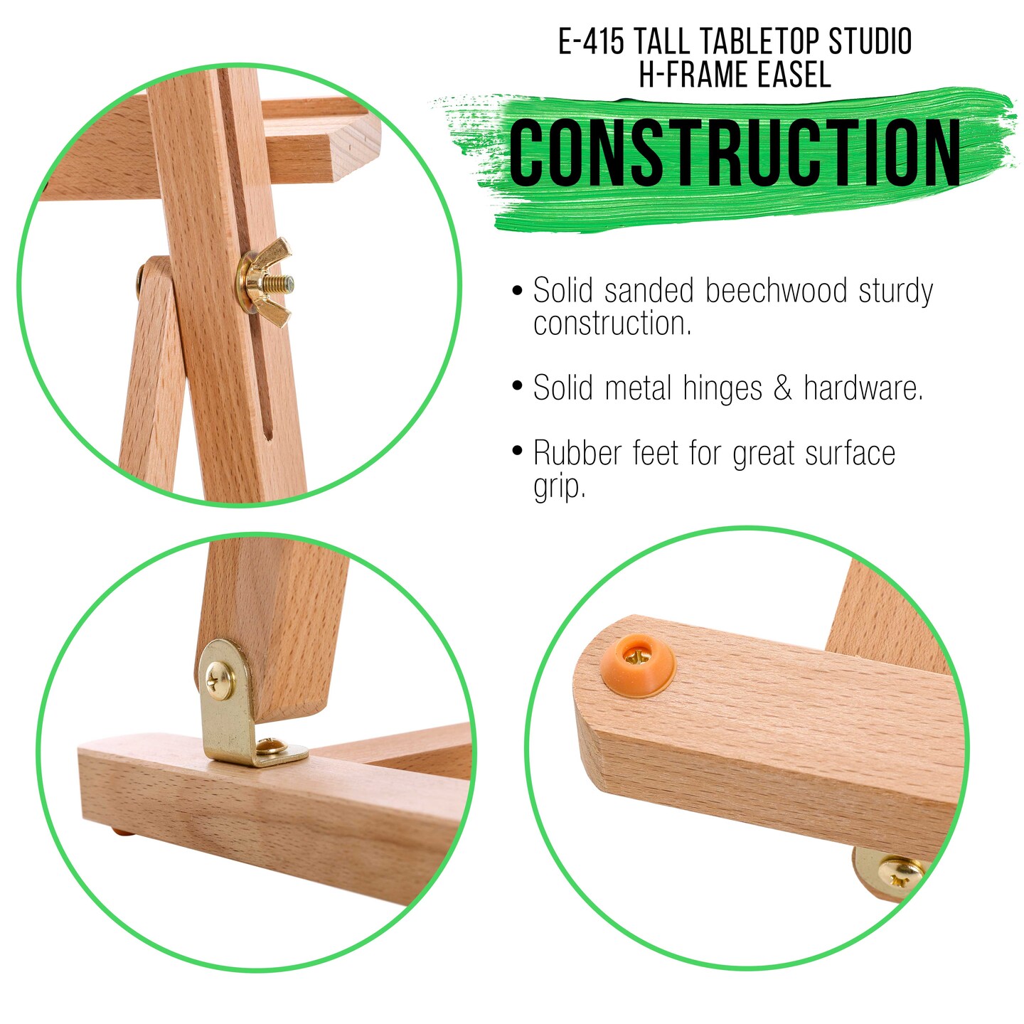 38" High Wooden H-Frame Studio Tabletop Easel for Painting - Adjustable Artist Table Top Easel, Holds Up to 22" Canvas - Small Portable Display Easel, Paint Canvas Stand