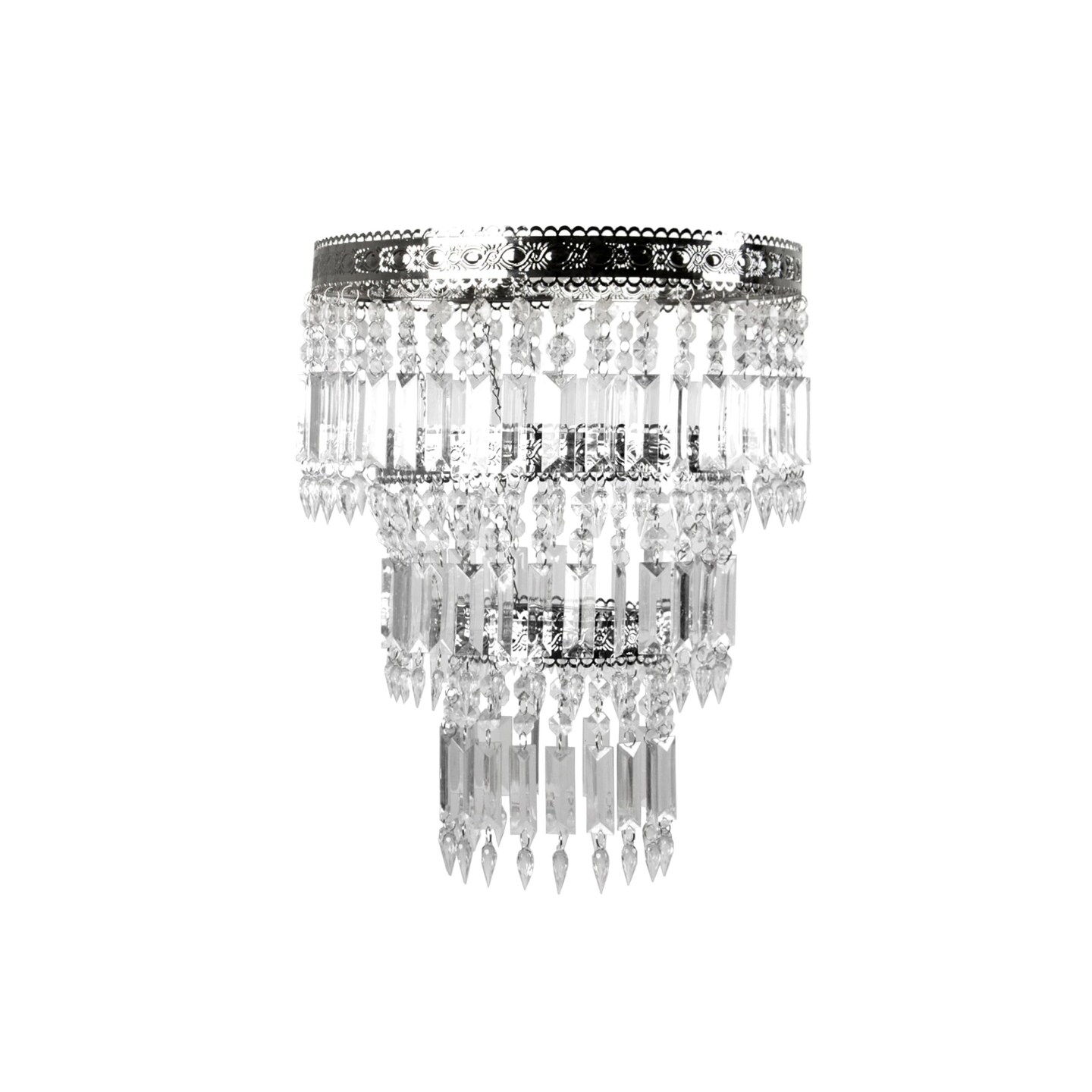 Tadpoles Large Faux Crystal &#x26; Queen&#x27;s Crown Shade in Chandelier Style | 14&#x22; x 14&#x22; x 20&#x22; | Easy Installation | Works with All Basic E26 Light Bulbs | Made with Chrome Frame &#x26; Acrylic Beading