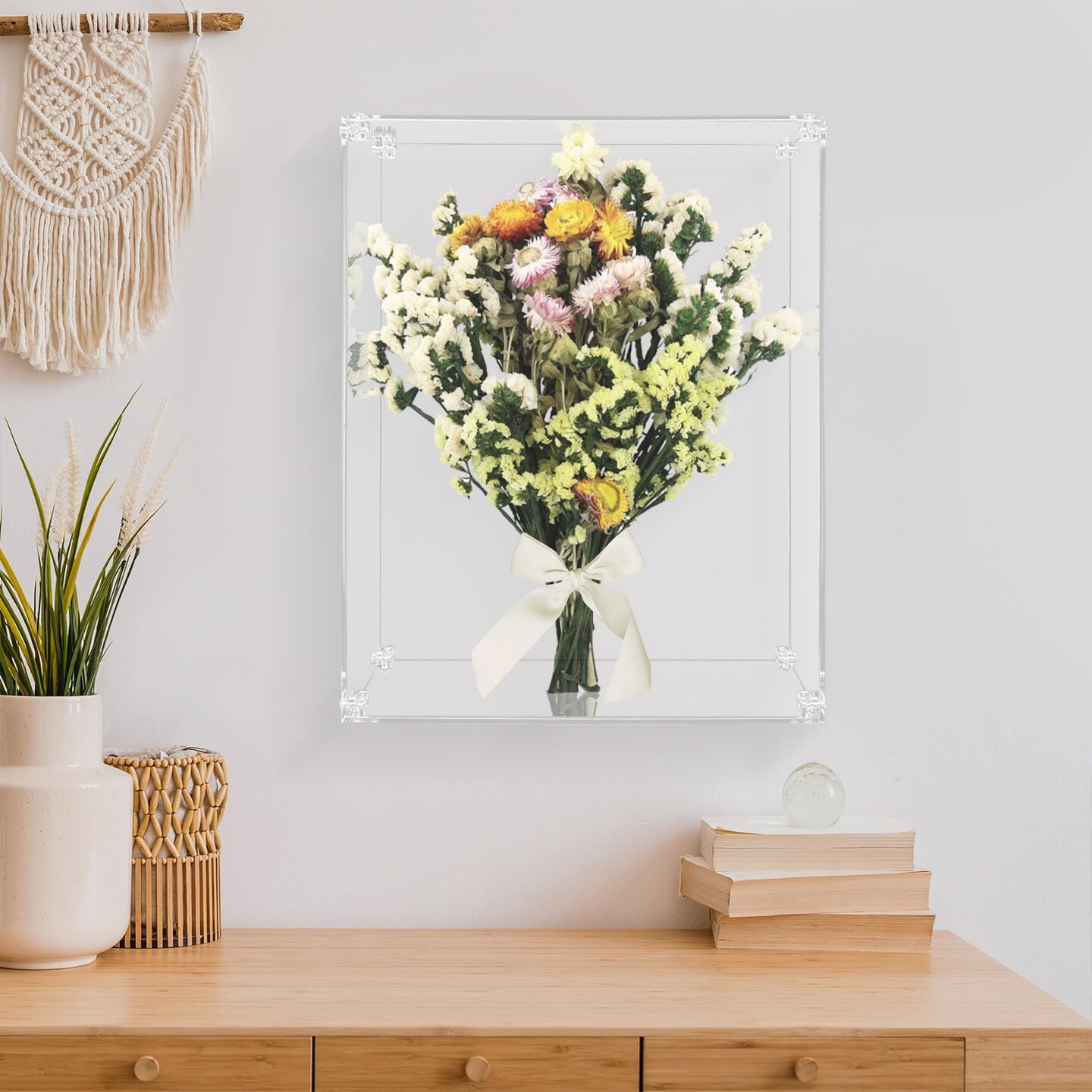 11x14 Acrylic Shadow Box Frame Large 2.5&#x22; Deep Shadow Box Display Case Clear Shadowbox Memory Box for Wedding Bouquet,Memorabilia,Dried Flowers,Wall Mount &#x26; Tabletop, Easy Assembly, 1 Pack