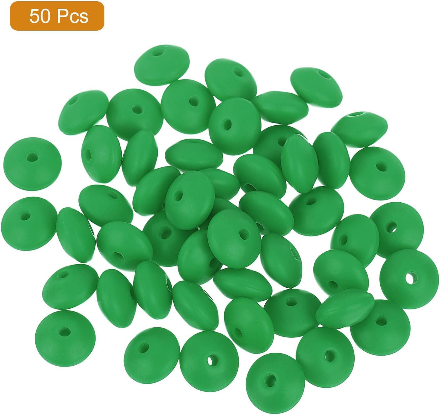 50Pcs 12mm Silicone Lentil Beads, Rubber Abacus Focal Bead Loose Bulk Beads for DIY Keychain Pens Bracelets