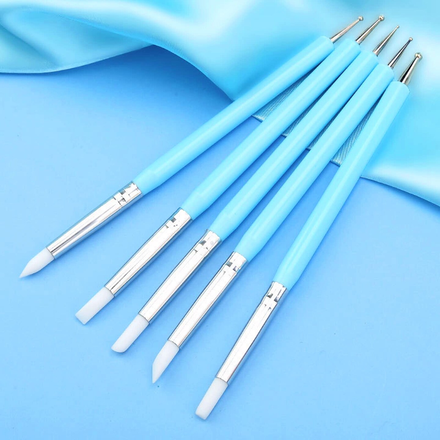 31pcs Polymer Clay Sculpting Tools Set, Air Dry Modeling Clay Roller Dotting Tool Kit Fondant Metal Cutters Silicone Embossing Pen Balls Stylus Rollin