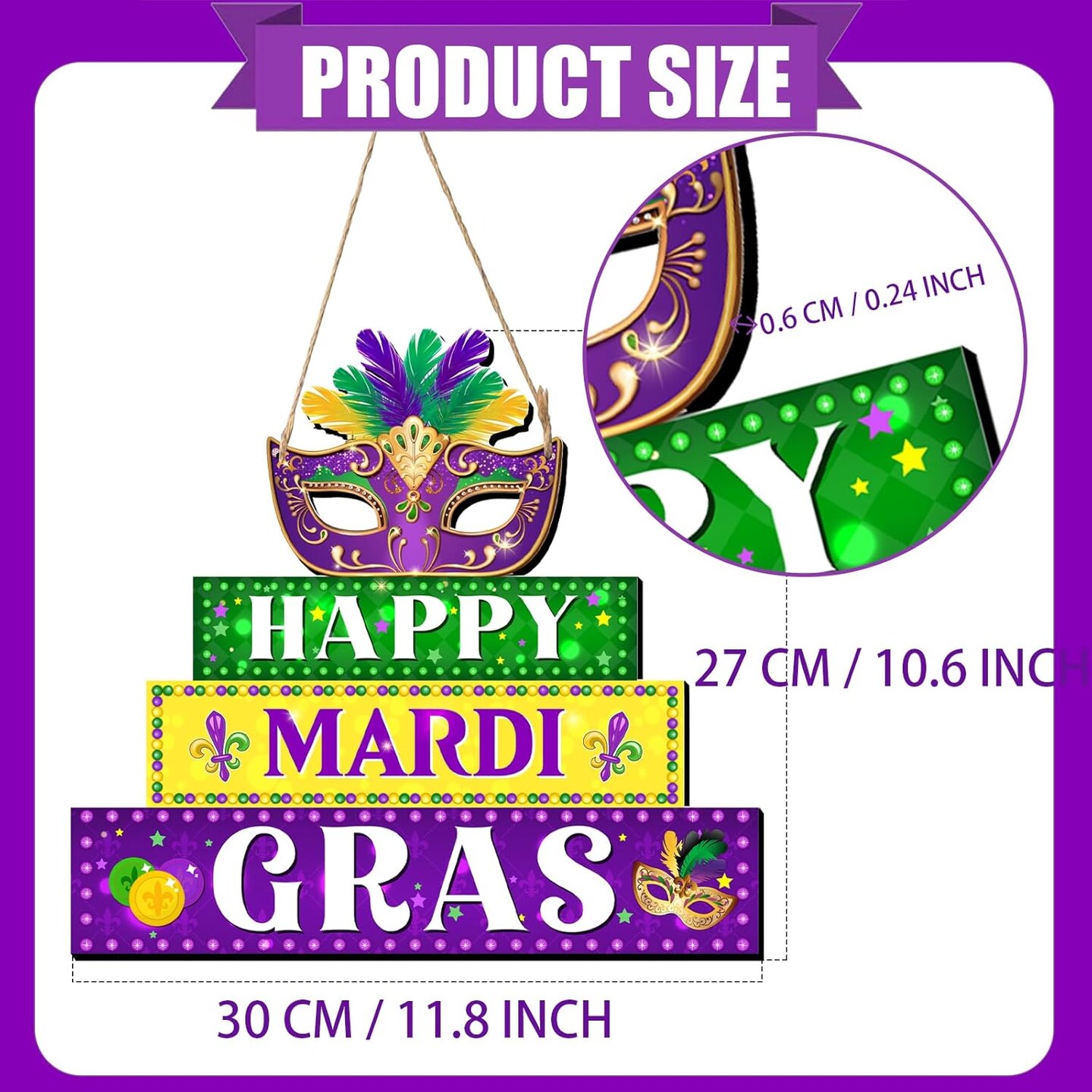 Mardi Gras Decorations-Happy Mardi Gras Sign Front Door Decor Happy Mardi Gras Wall Hanging Decor 2025 New Orleans Street Signs Mardi Gras Party Festival Ornaments for Outdoor Carnival