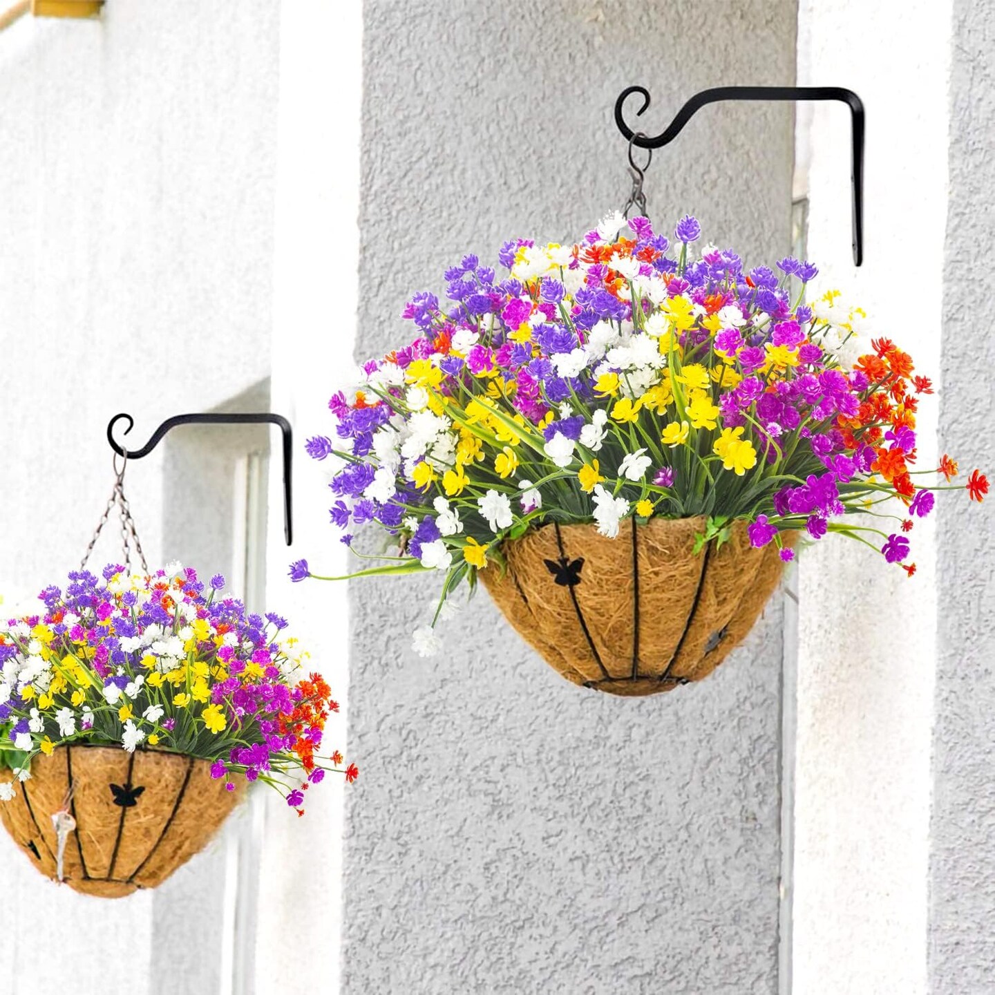 8 Bundles Artificial Outdoors Flowers (White-Daffodil)
