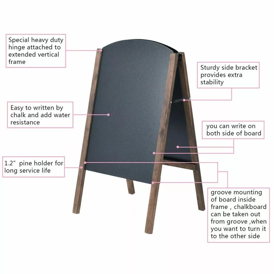 31.5&#x22; Wooden A-Frame Chalkboard Menu Sign Black Board Sidewalk Wedding Signage