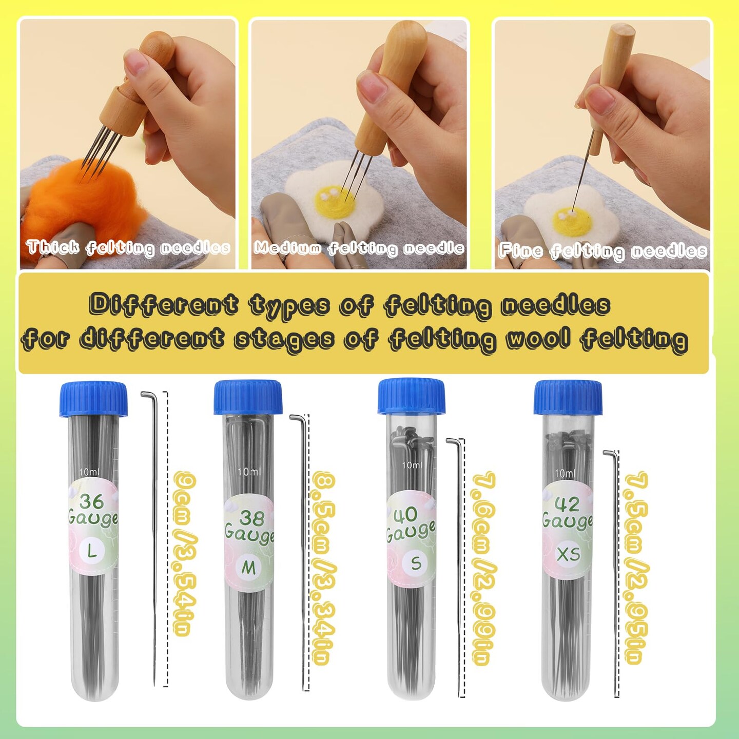 118PCS Needles Felting Tool Kits, Wool Felting Tools with 80 PCS Needles Felting 3 Models Wooden Handles Large Felt Pad, 4-Sizes Felting Needles Suitable for Various Felting Projects