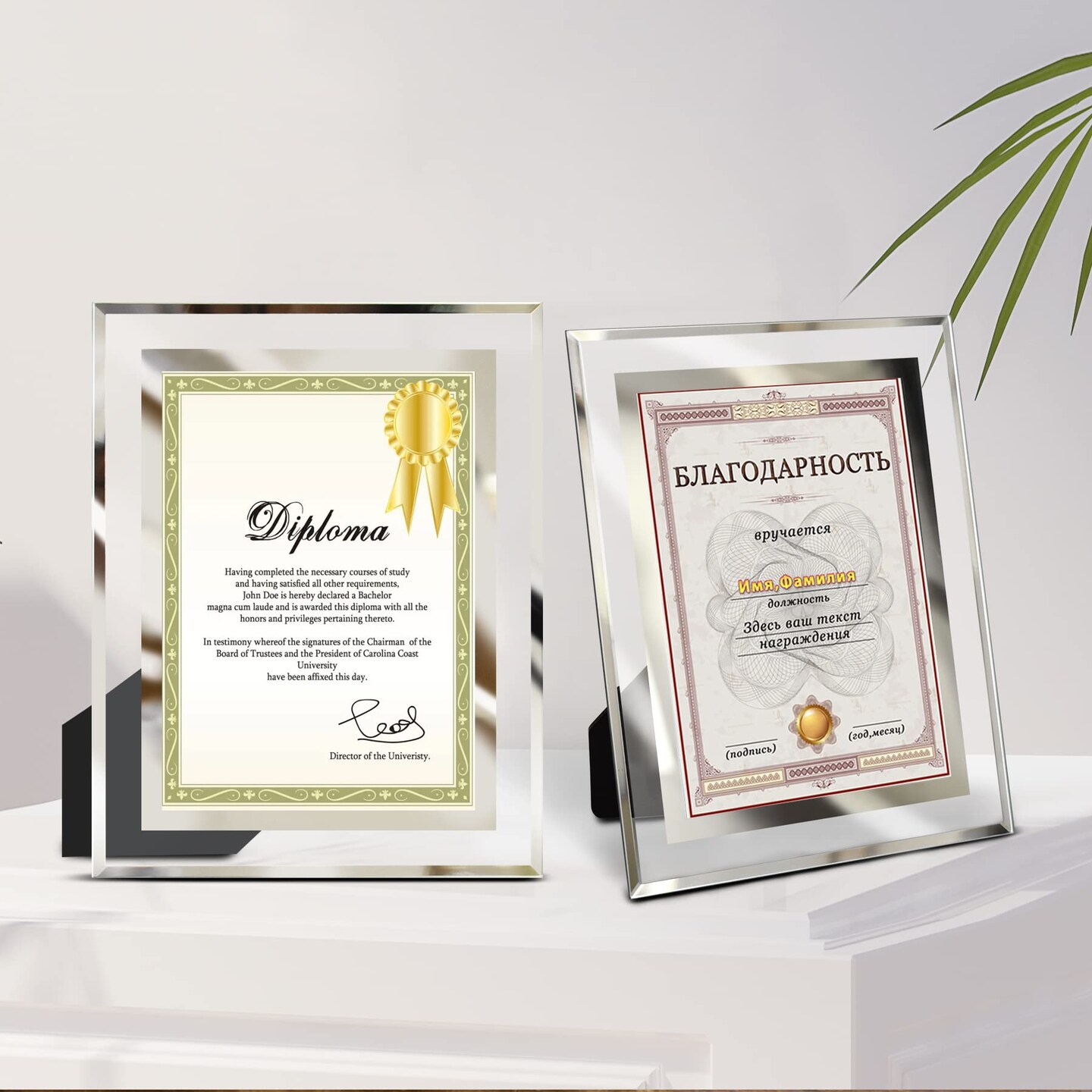 LUCKYLIFE 8.5x11 Picture Frame Glass Certificate Document Frame for Tabletop Display, 1 Pack