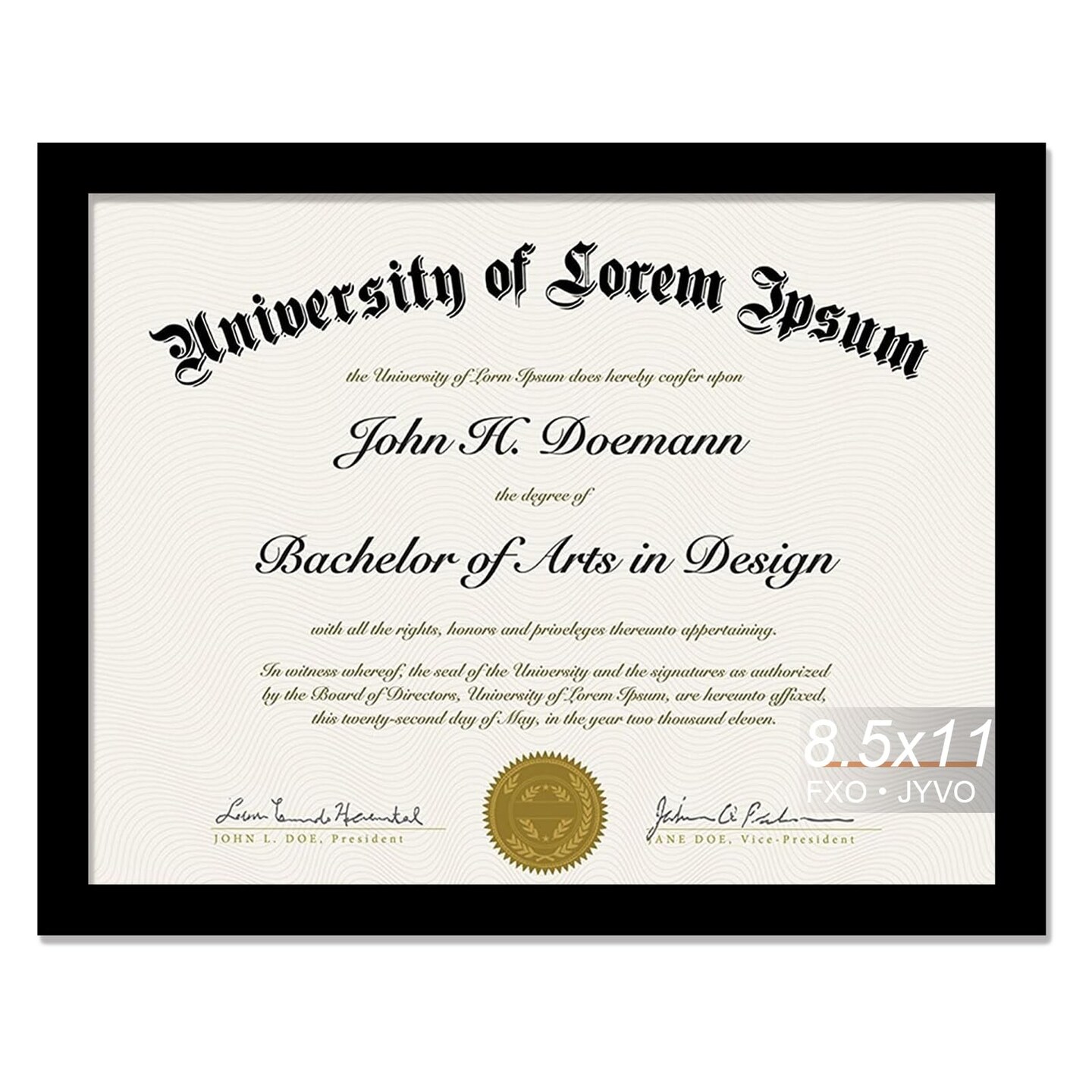 Black 8.5 x 11 Frame Display 8.5 by 11 Document Certificate Diploma Wall and Tabletop - 1 Pack
