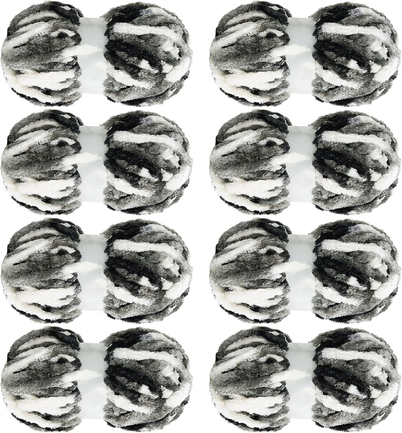 Chunky Velvet Yarn,Super Bulky Chenille Yarn for Knitting,Fluffy Plush Thick Yarn for Crocheting,Grey Tie Dye Soft Yarn Pack of 8,Big Yarn for Chunky Blanket,Jumbo Yarn(49 yds,8.8 oz/Skein)