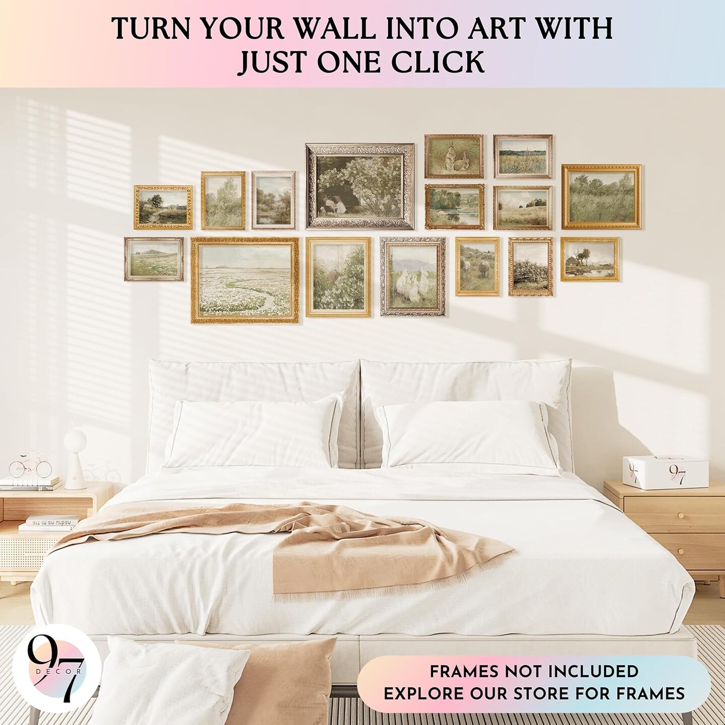 Large 11x14 French Country Wall Art Decor - Vintage Wall Art Prints, Farmhouse Wall Decor Vintage Botanical Print, Nature Poster Landscape Painting Spring Pictures For Bedroom (Unframed)