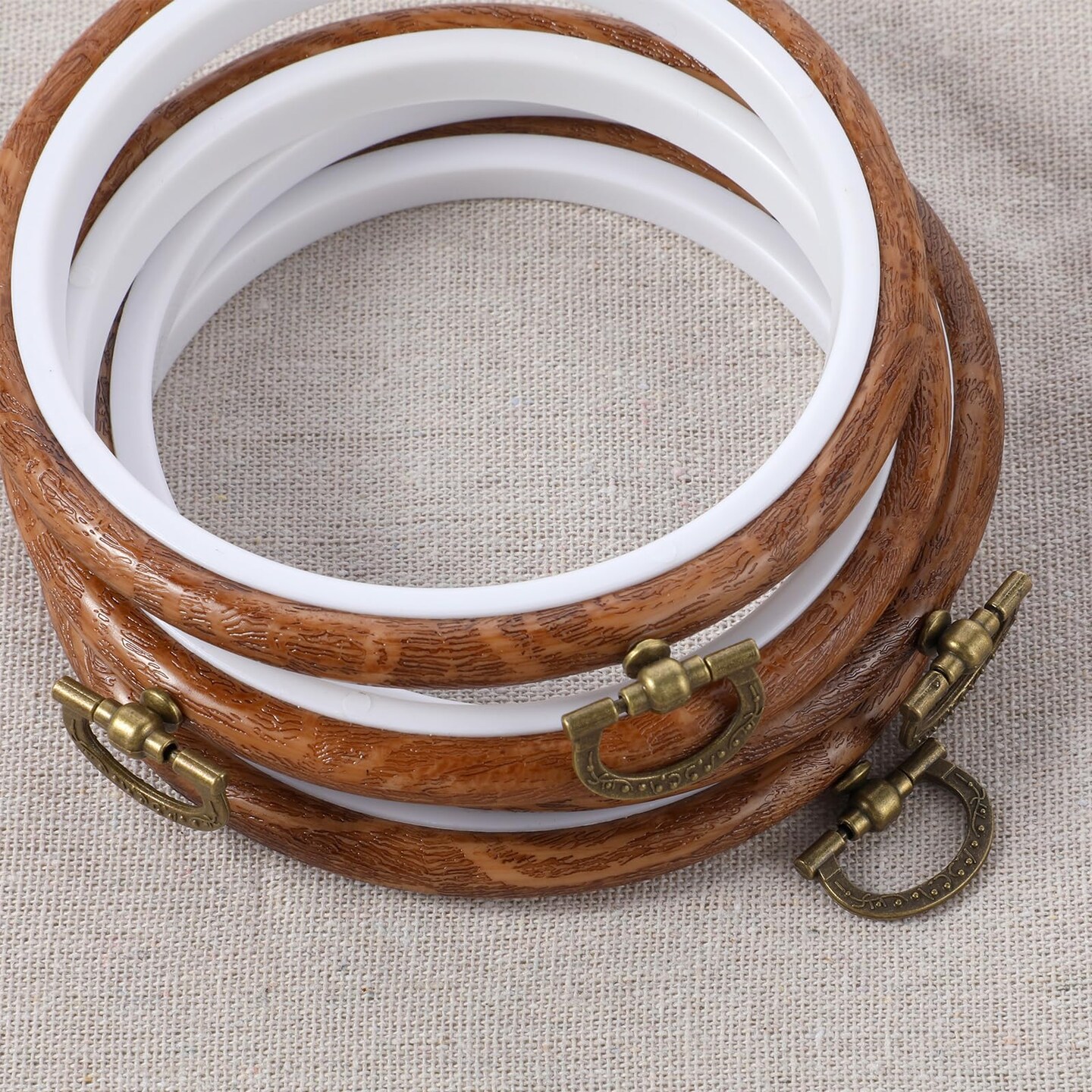 3 Pieces 3 Inch Embroidery Hoop Set, Cross Stitch Ornament Frames, Embroidery Hoop Imitated Wood Display Frame for Art Craft Sewing and Hanging Decor