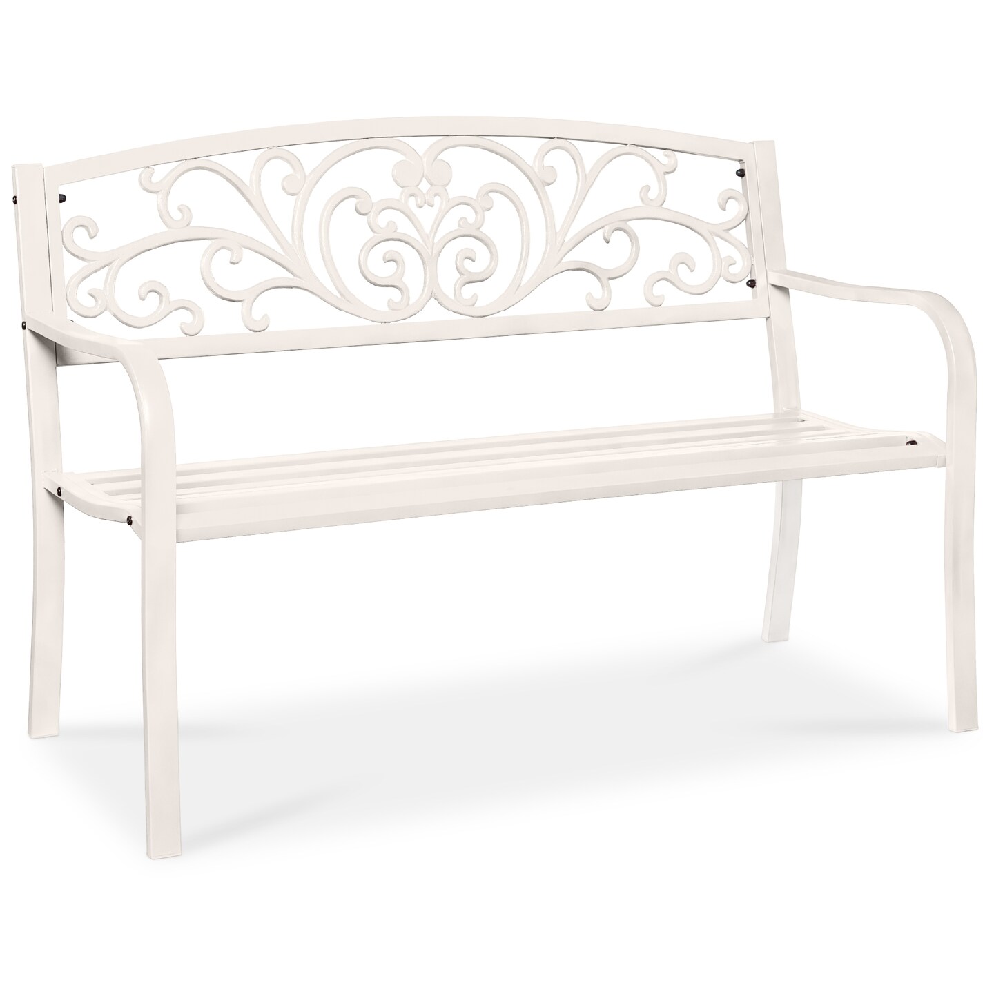 Best Choice Products Outdoor Steel Bench Garden Patio Porch Furniture w/ Floral Design Backrest