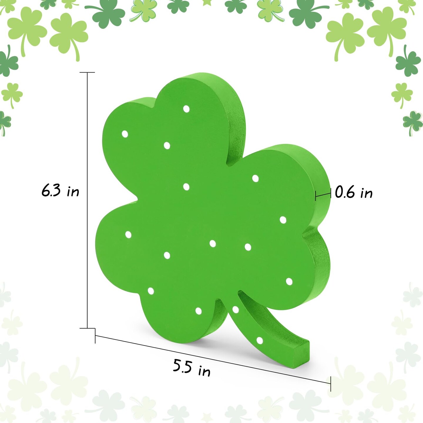 AKEROCK St Patricks Day Decor, Wooden Shamrock Decor for Table, Tiered Tray, Office Desk, Mantle Saint Patricks Day Decorations for the Home, 4 PCS Shamrock Decorations