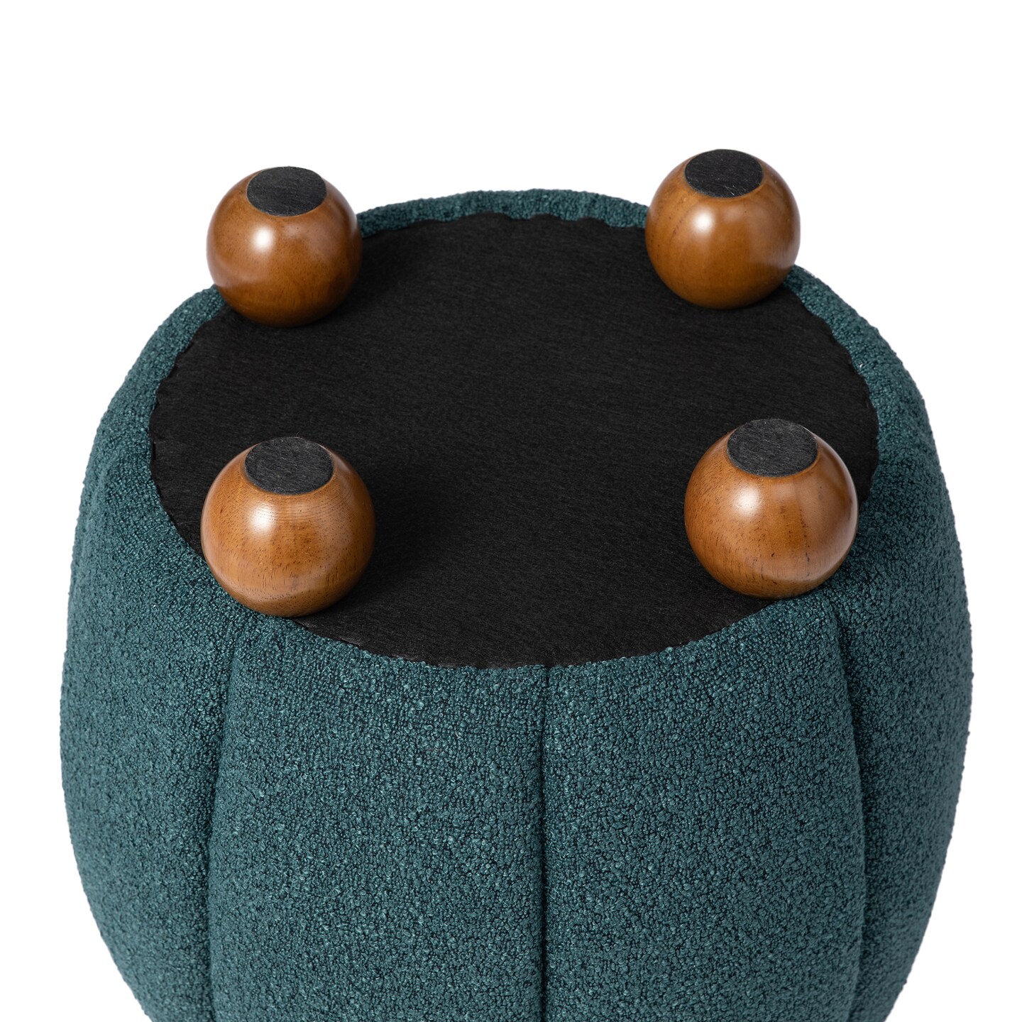 19"H Boucle Upholstered Storage Ottoman Stool with Rubberwood Feet