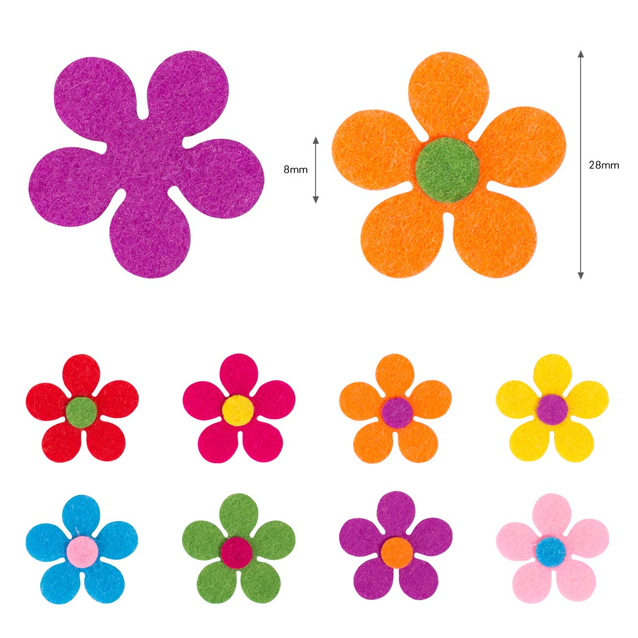 120pcs Felt Flowers Fabric Flower Embellishments for DIY Crafts Sewing Handcraft Decoration, 1.1 Inch, Assorted Colors