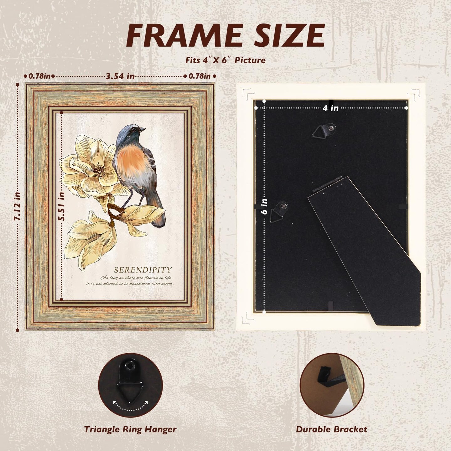 4 Pack 4x6 Picture Frame - Picture Frames with Plexiglass,Photo Frame for wall & tabletop picture frames