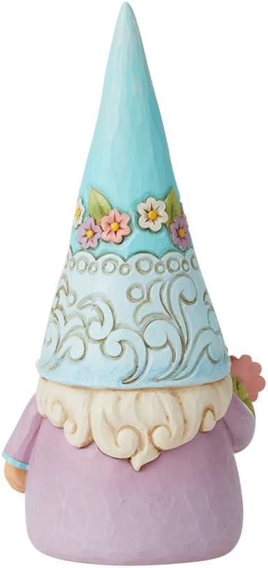 Jim Shore Heartwood Creek Gnome Holding Flowers Figurine- Stone Resin Hand Painted Crafted Collectible Decorative Gnomes Figurines Home Decor Statue, 7 Inch
