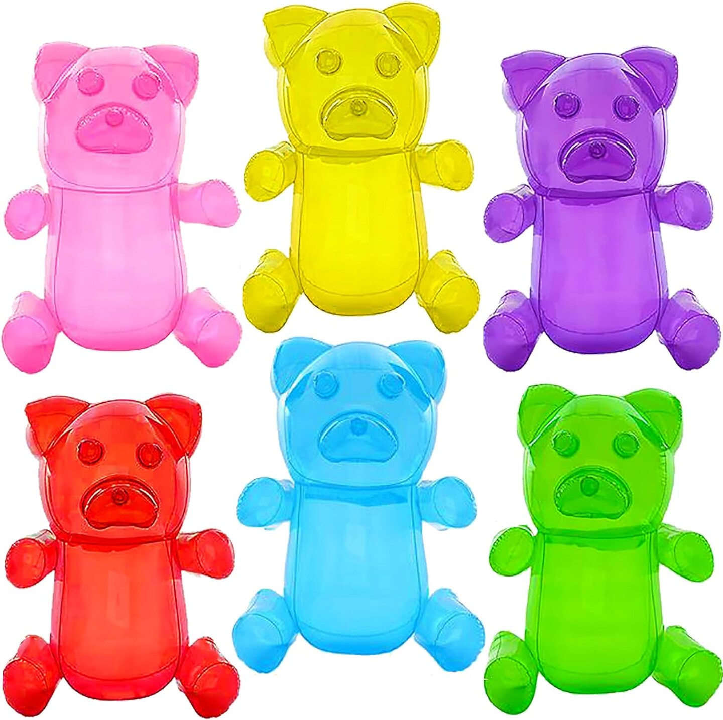 4E&#x27;s Novelty 6 Pack Inflatable Gummy Bears - 12&#x27;&#x27; Large Fun Gummy Bear Party Decorations, Colorful Gummy Bear Decor, Perfect Gummy Bear Party Favors