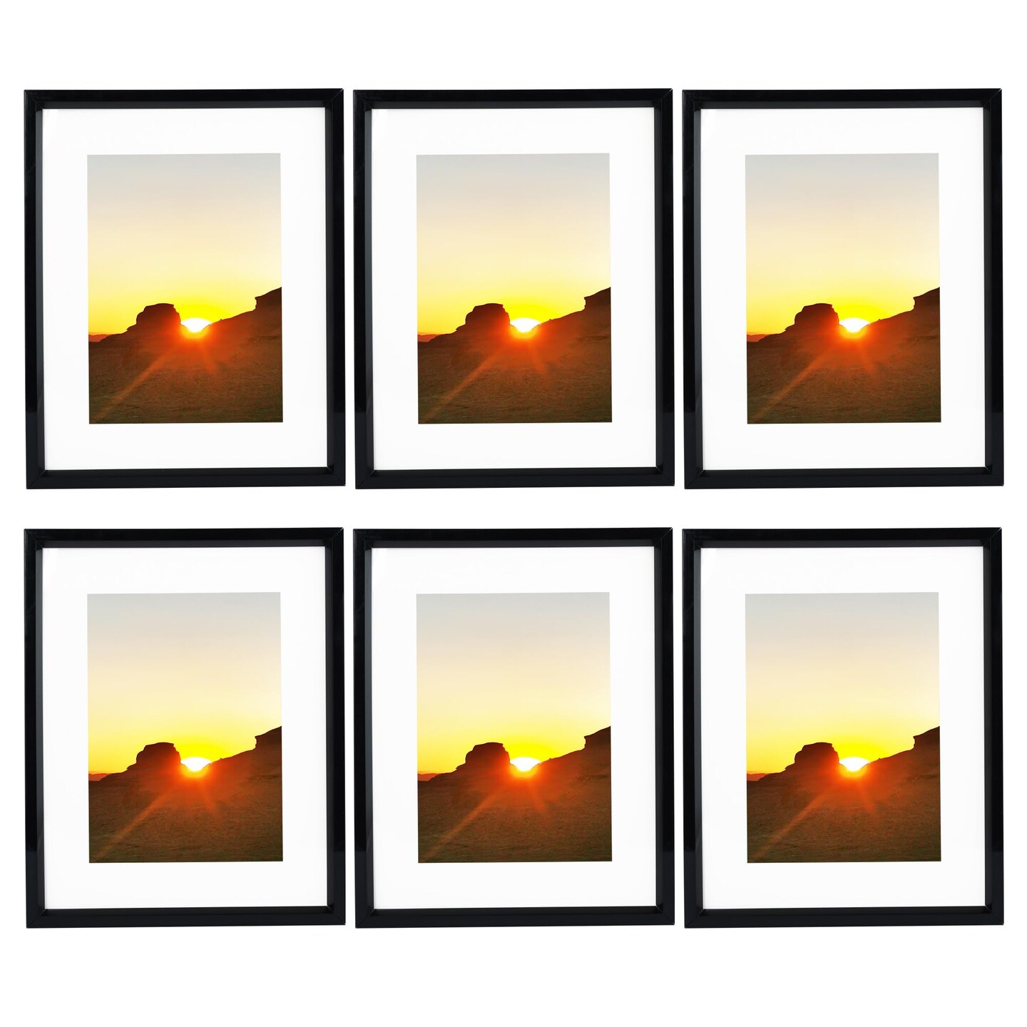 8x10 Picture Frame Black, Collage 6 Pack Display Pictures 8x10 Without mat 5x7 With mat Collage Pictures Frame 8x10,Black,6Pack