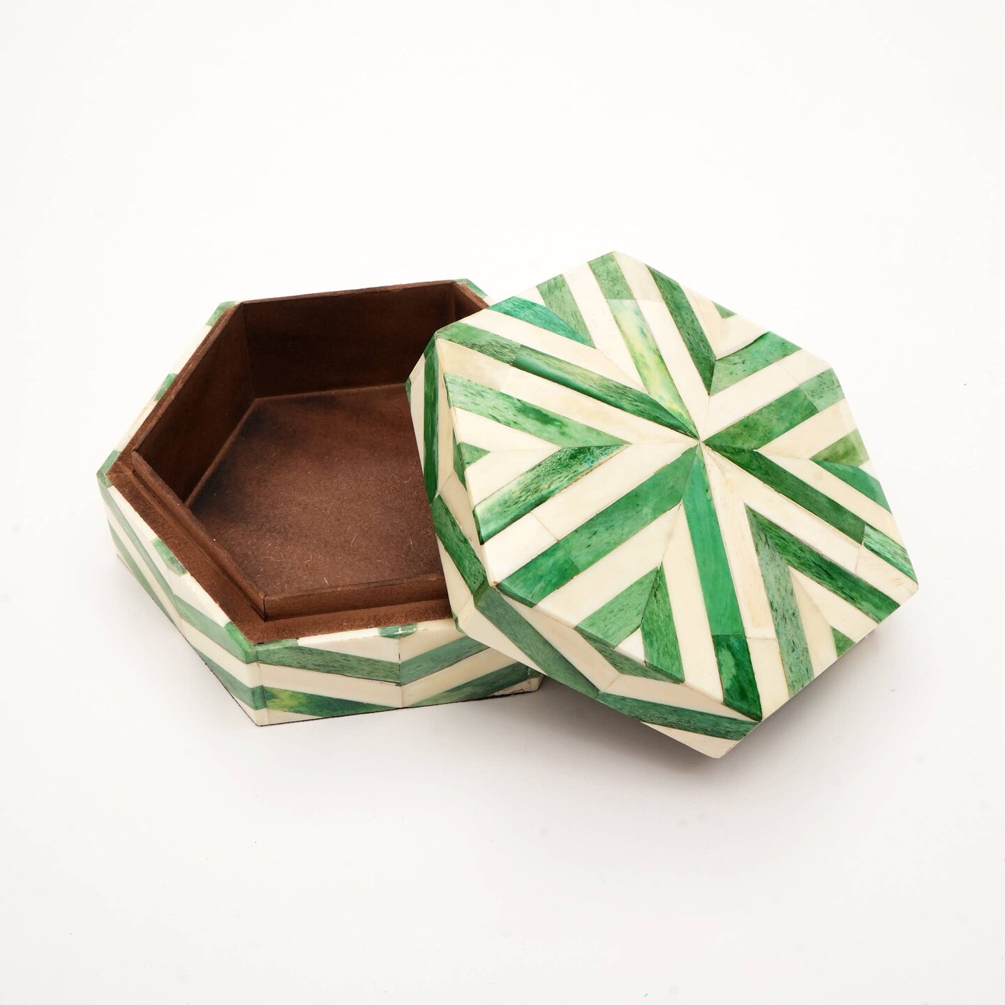Zigzag Pattern Hexagon Shape Storage box/Decorative Box-6.5X6.5X3&#x22;