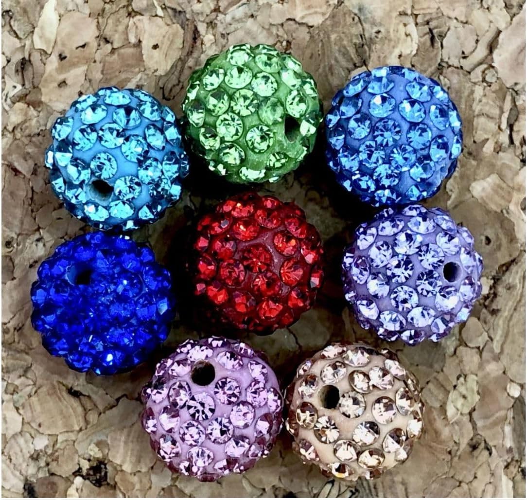 100pcs Grade A Suncatcher Crystal Rhinestone Pave Loose Beads 10mm Peridot Green Polymer Clay Disco Spacer Ball