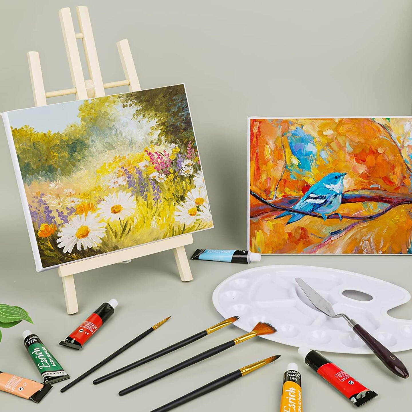 Wood Easels, Easel Stand for Painting Canvases, Art, and Crafts. (11.8 inch, 4 Pack), Tripod, Painting Party Easel, Kids Student Table School Desktop, Portable Canvas Photo Picture Sign Holder