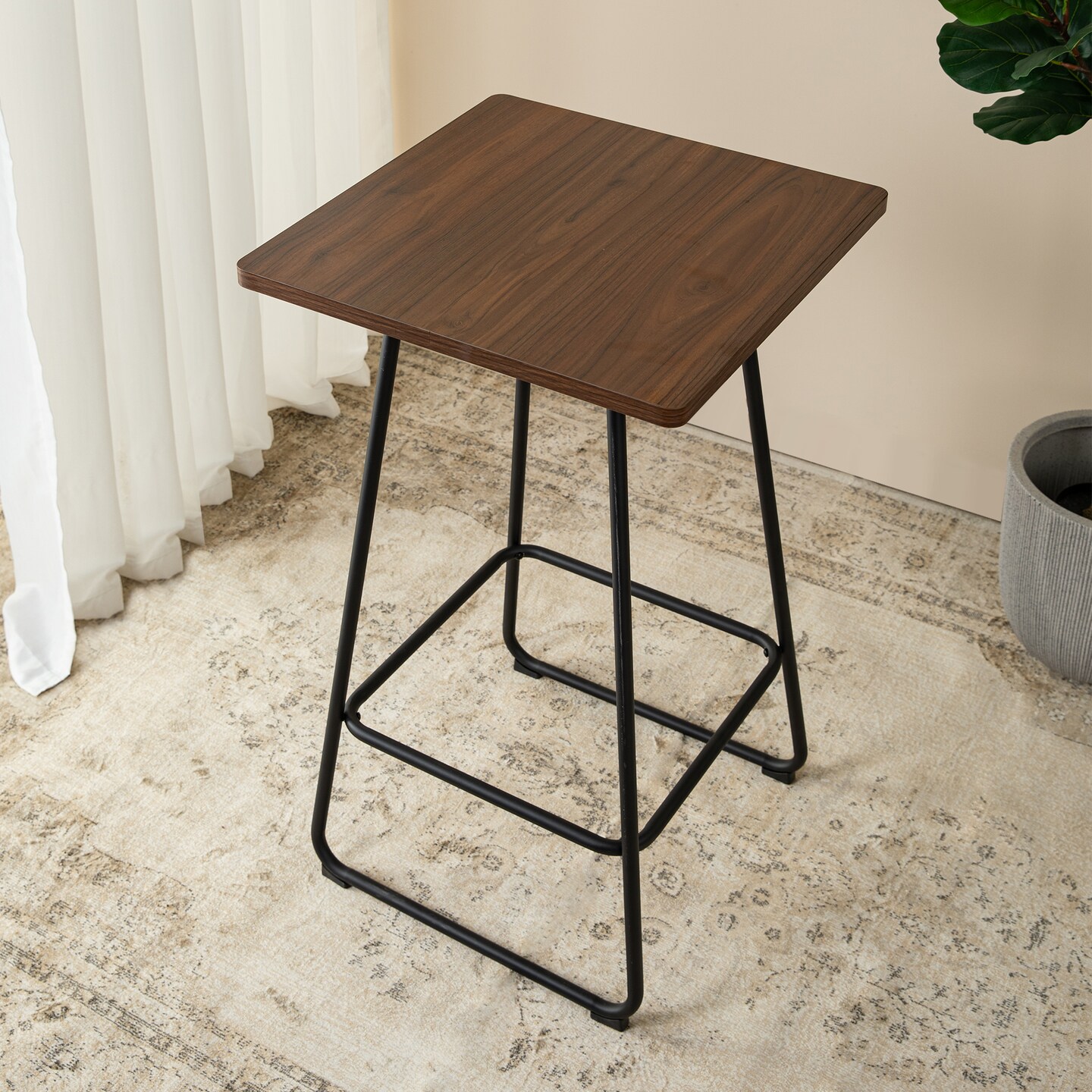 41&#x22;H Industrial Modern Square Wood Top Bar Height Pub Tables