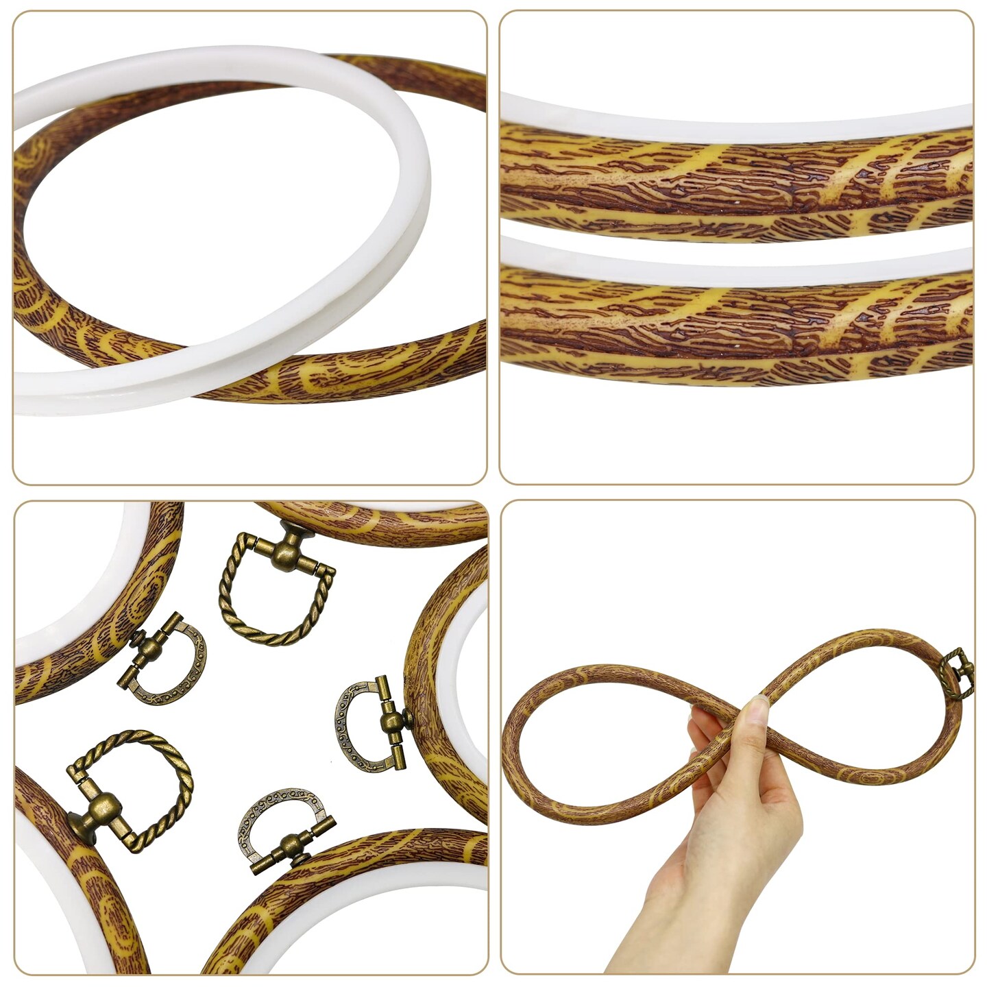 5Inch Round Embroidery Hoops - 5PCS 12CM Decorative Cross Stitch Display Frames, Embroidery Hoops Circle Imitation Wood Craft Sewing Tools