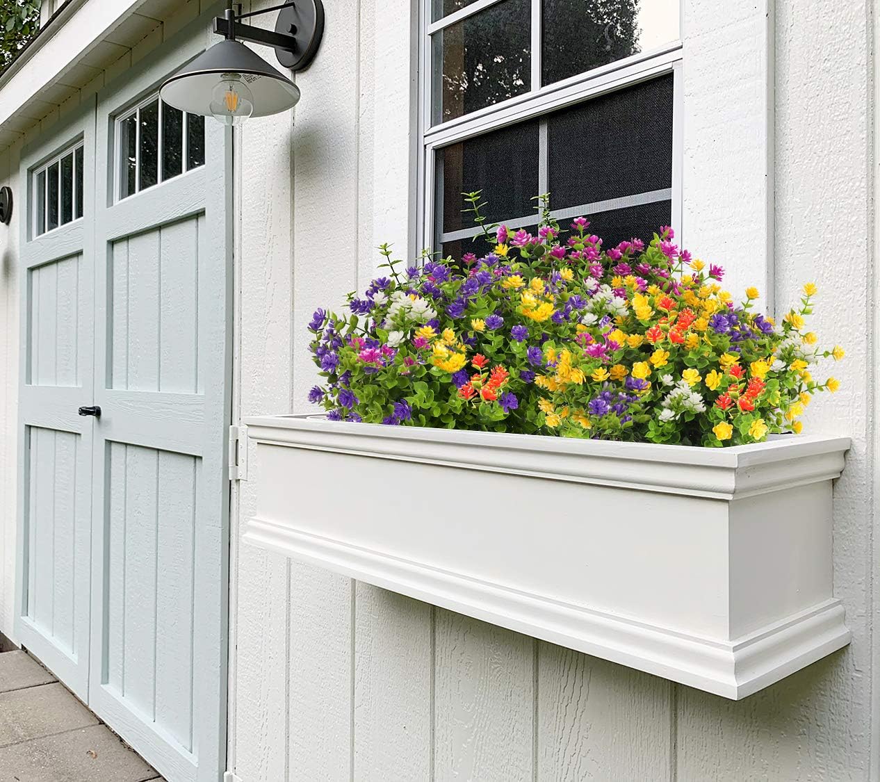 Artificial Flowers, Fake Outdoor UV Resistant Plants Artificial Lotus Flowers Eucalyptus Greenery Shrubs Bridal Wedding Bouquet for Home Garden Party Wedding Decoration 8 Bundles (White)