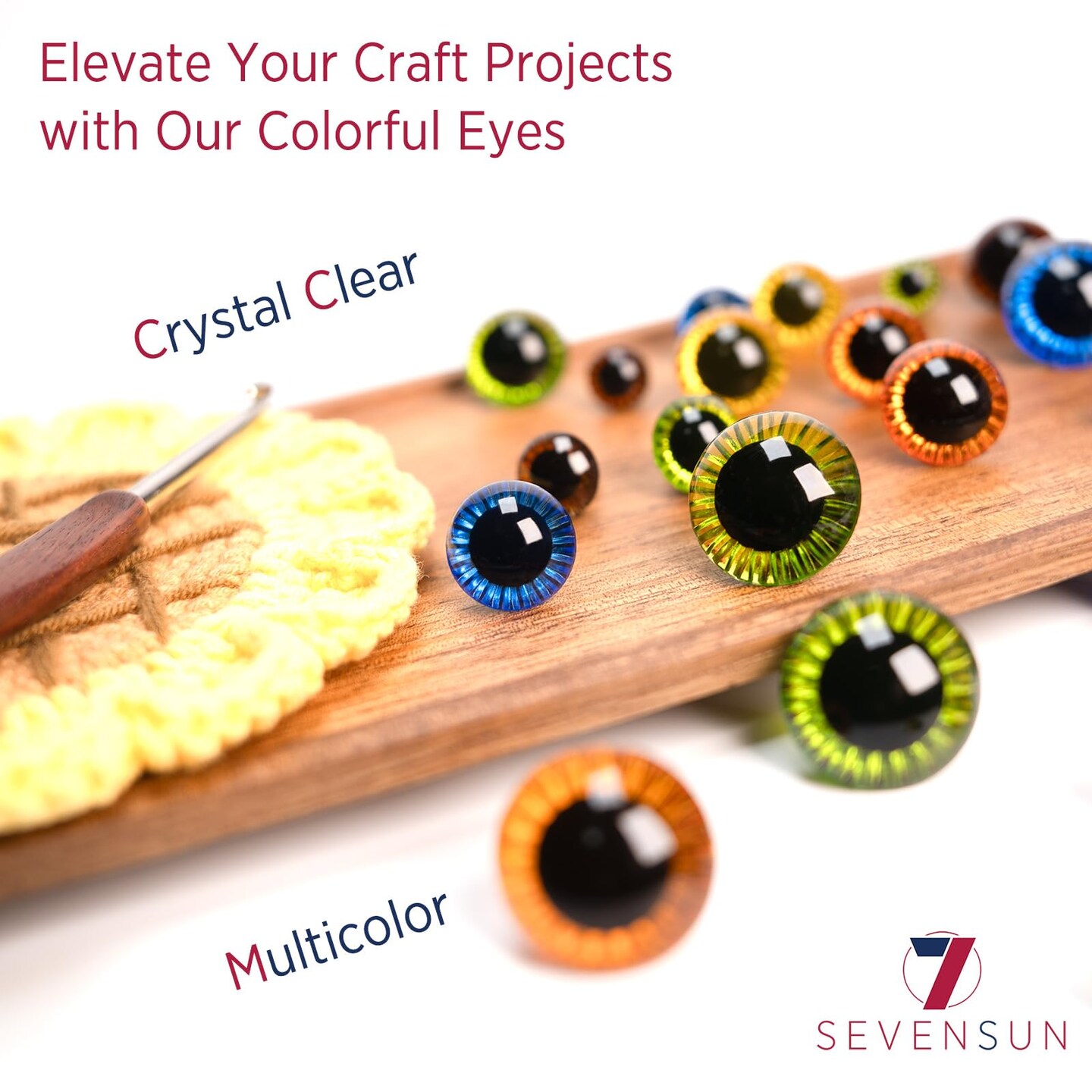 Safety Eyes for Amigurumi 264 PCS, Crochet Glasses Noses and Buttons, Various Designed Crochet Accessories, Stuffed Crochet Eyes with Washers, Craft Doll Eyes and Nose