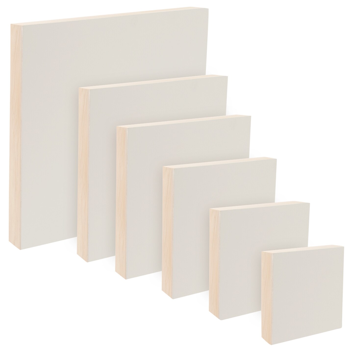 Da Vinci Pro Ultra Smooth Wood Canvas Gesso Board - 3/4&#x22; Deep, Bundle of 6 Square White Acrylic Polymer Gesso Panels for Painting Fine Portraits and Ultra Fine Detail Illustrations and Artwork