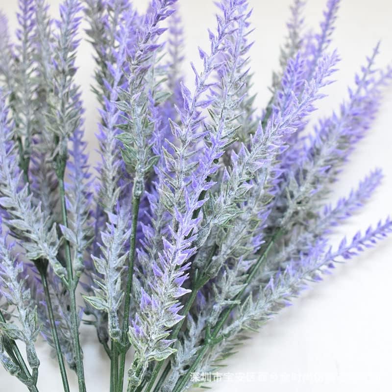 12 Artificial Lavender Bouquets, Plastic Decor Imitation Lavender Plants, Wedding Home Decor Office Garden Yard Decor (Purple) 1.9"D x 3"W x 14.1"H